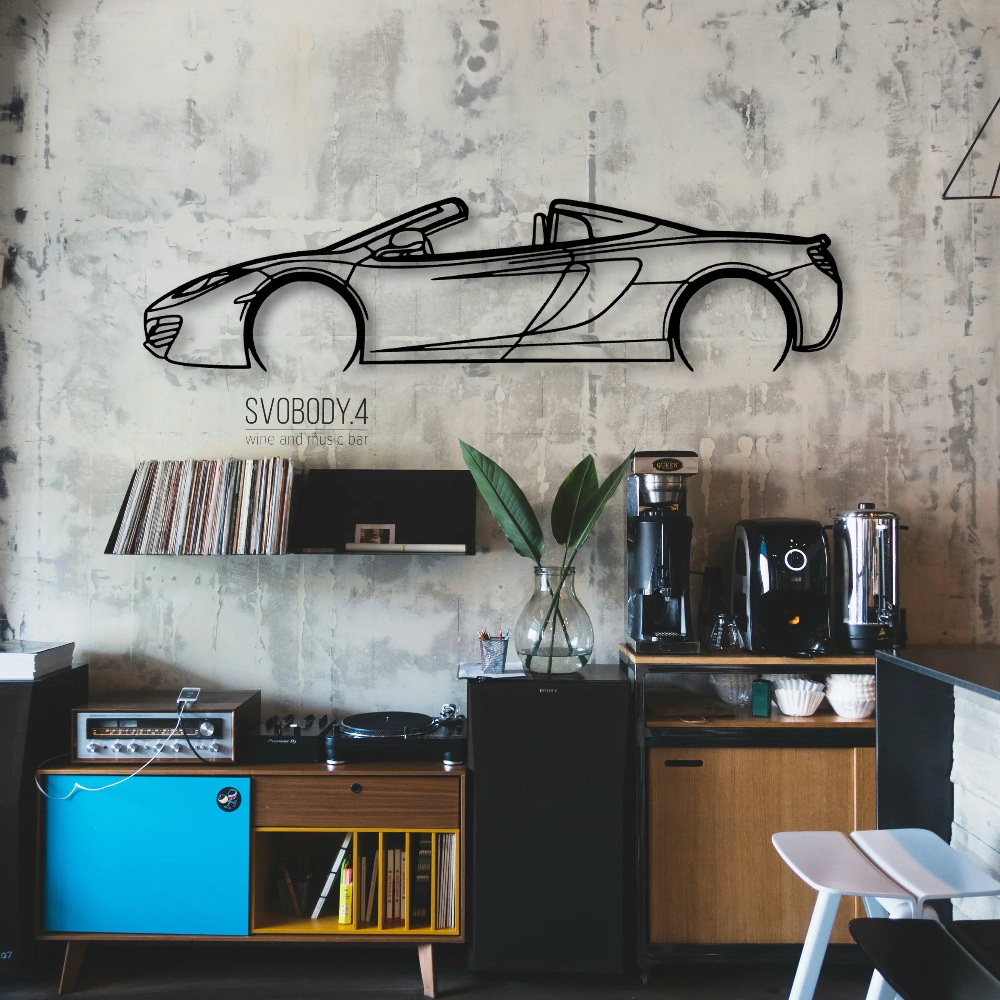 MP4 12C Spider Classic Silhouette Metal Wall Art - Automotive Garage Decor