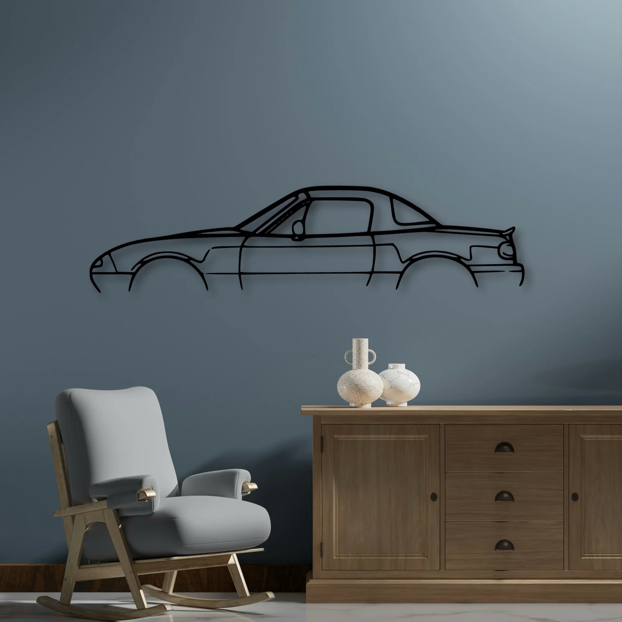 MX 5 1992 Classic Silhouette Metal Wall Art - Automotive Garage Decor