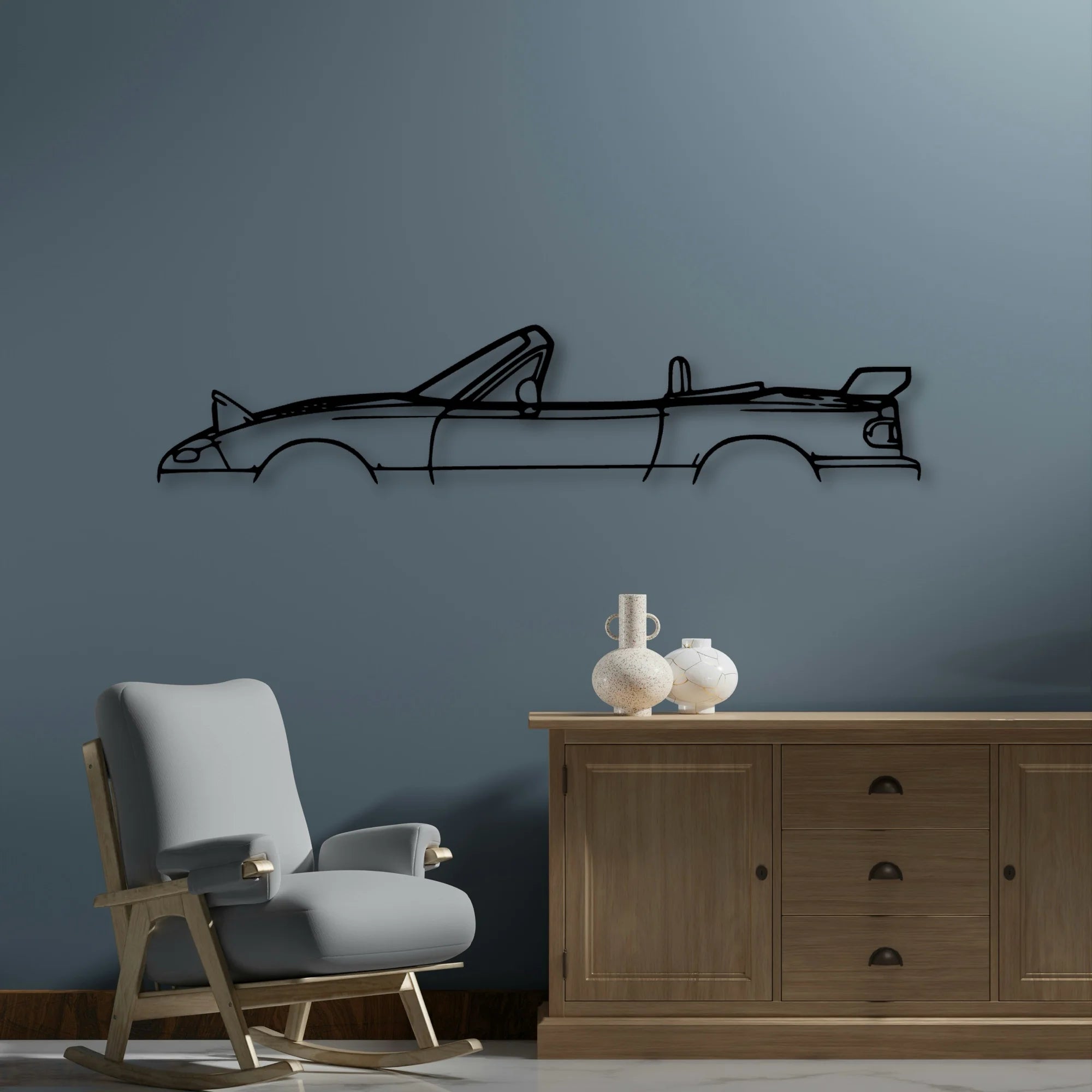 MX 5 1997 Classic Silhouette Metal Wall Art - Automotive Garage Decor