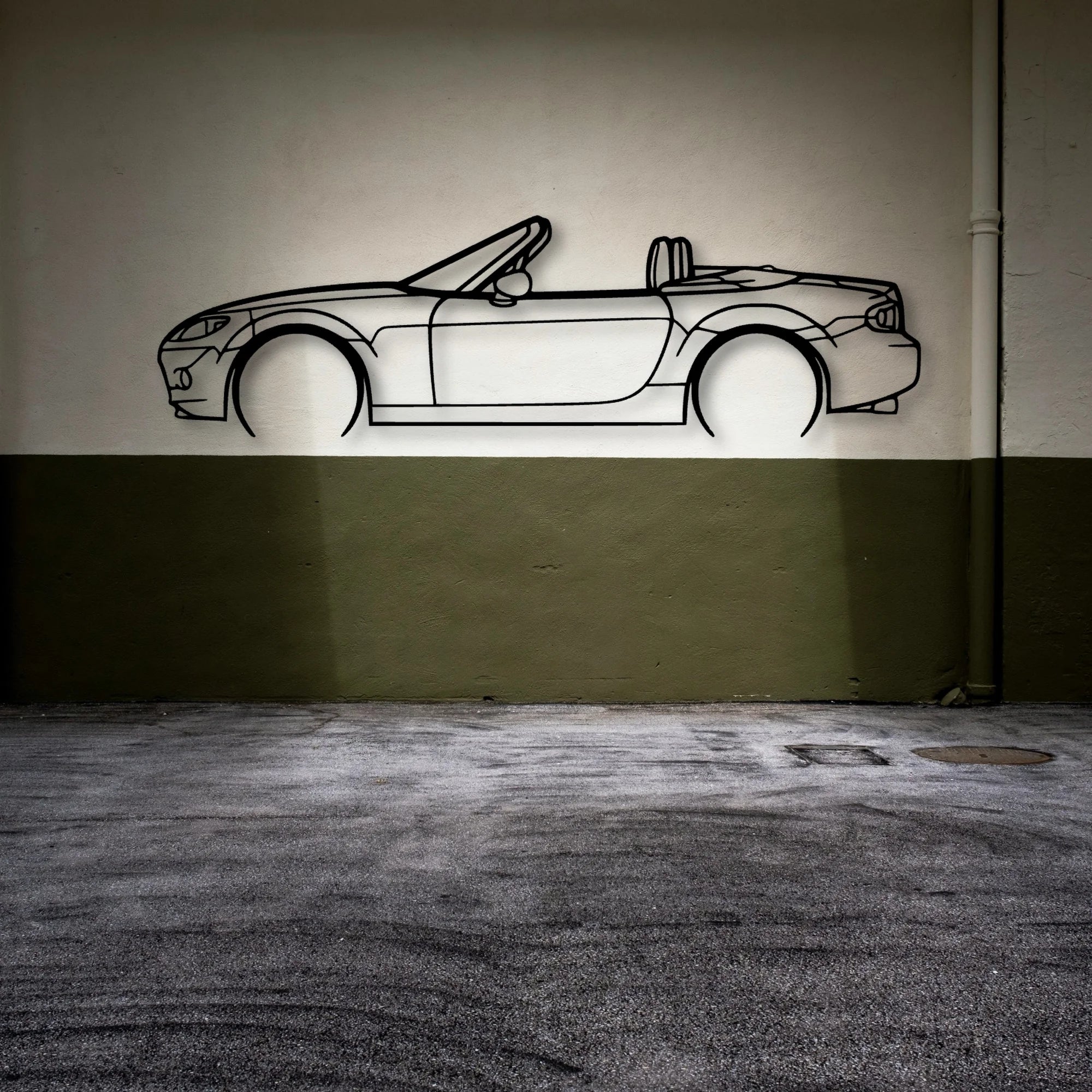 MX 5 2007 Cabrio Classic Silhouette Metal Wall Art - Automotive Garage Decor