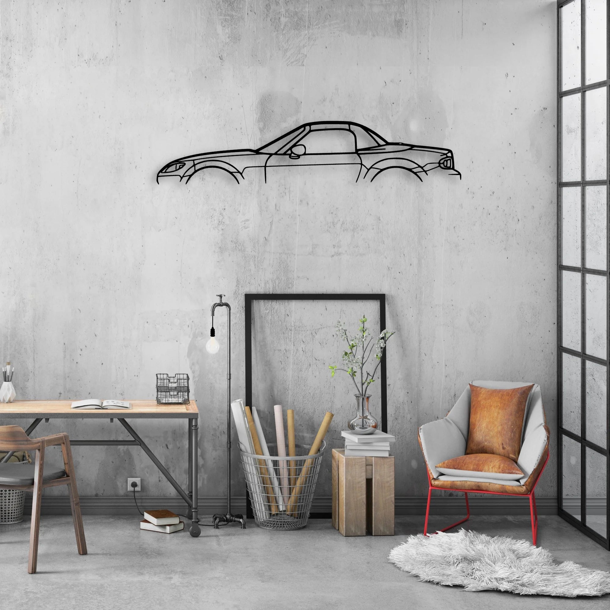 MX 5 2015 Classic Silhouette Metal Wall Art - Automotive Garage Decor