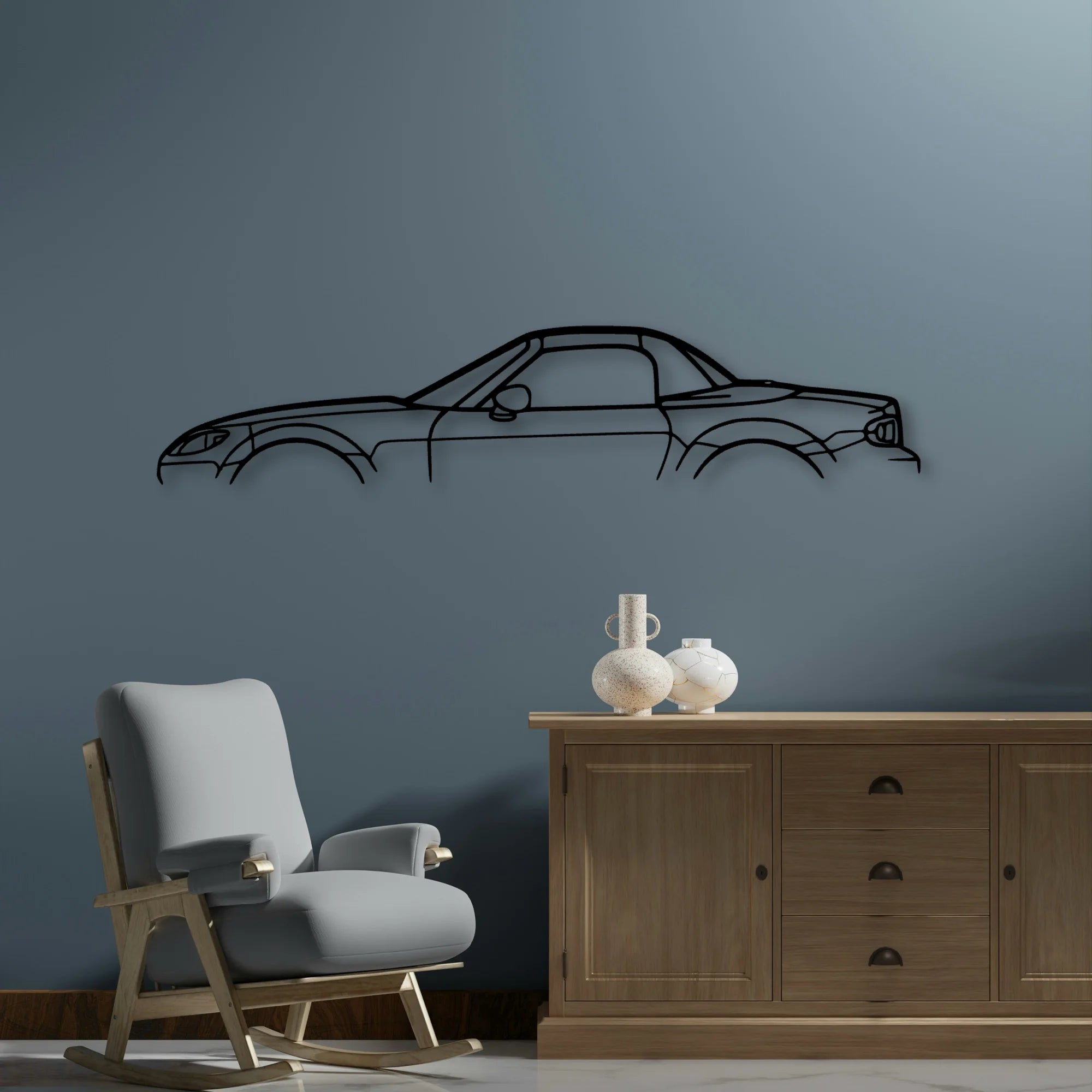 MX 5 2015 Classic Silhouette Metal Wall Art - Automotive Garage Decor