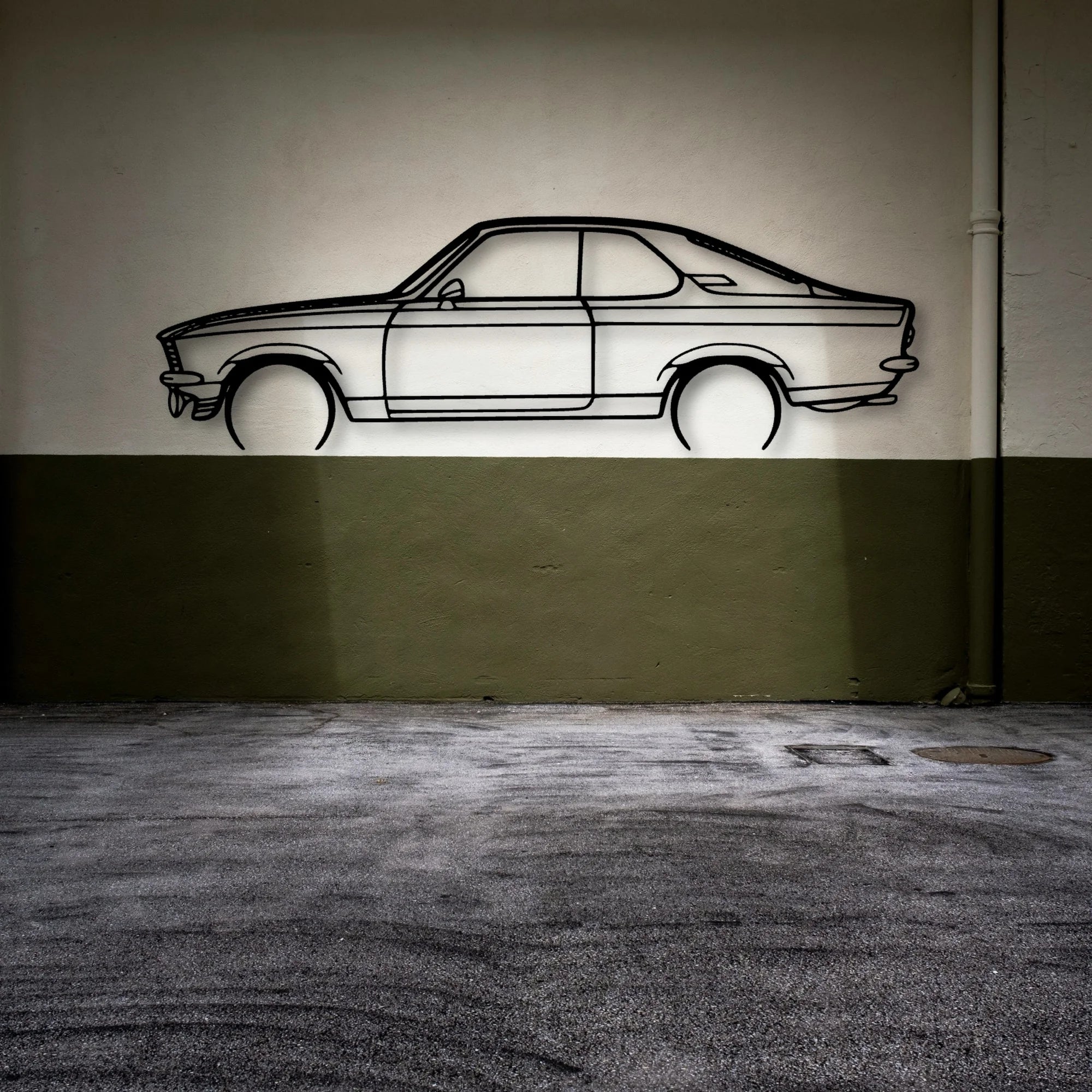 Manta GT Black Magic Classic Silhouette Metal Wall Art - Automotive Garage Decor