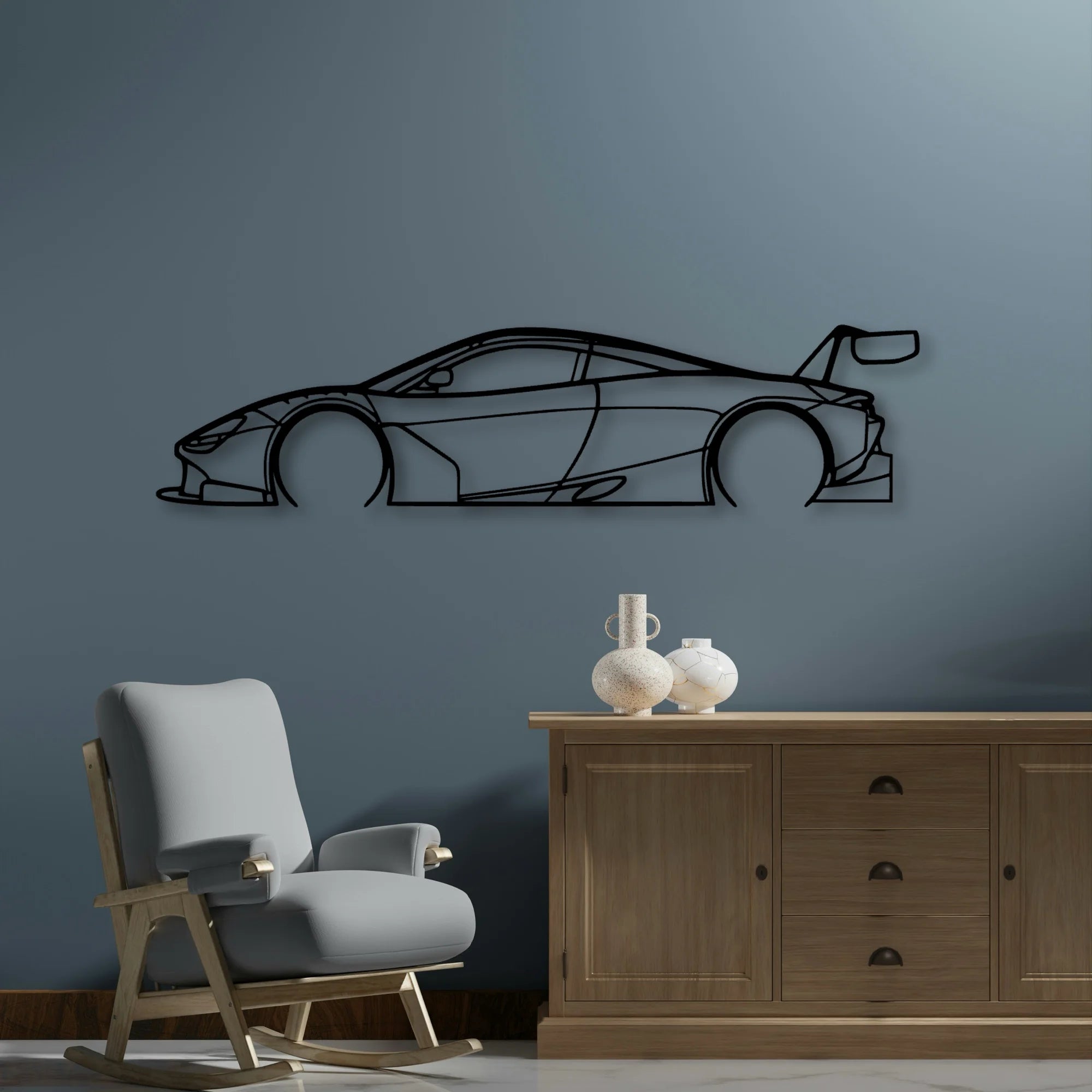 Mcl GT3 Classic Silhouette Metal Wall Art - Automotive Garage Decor