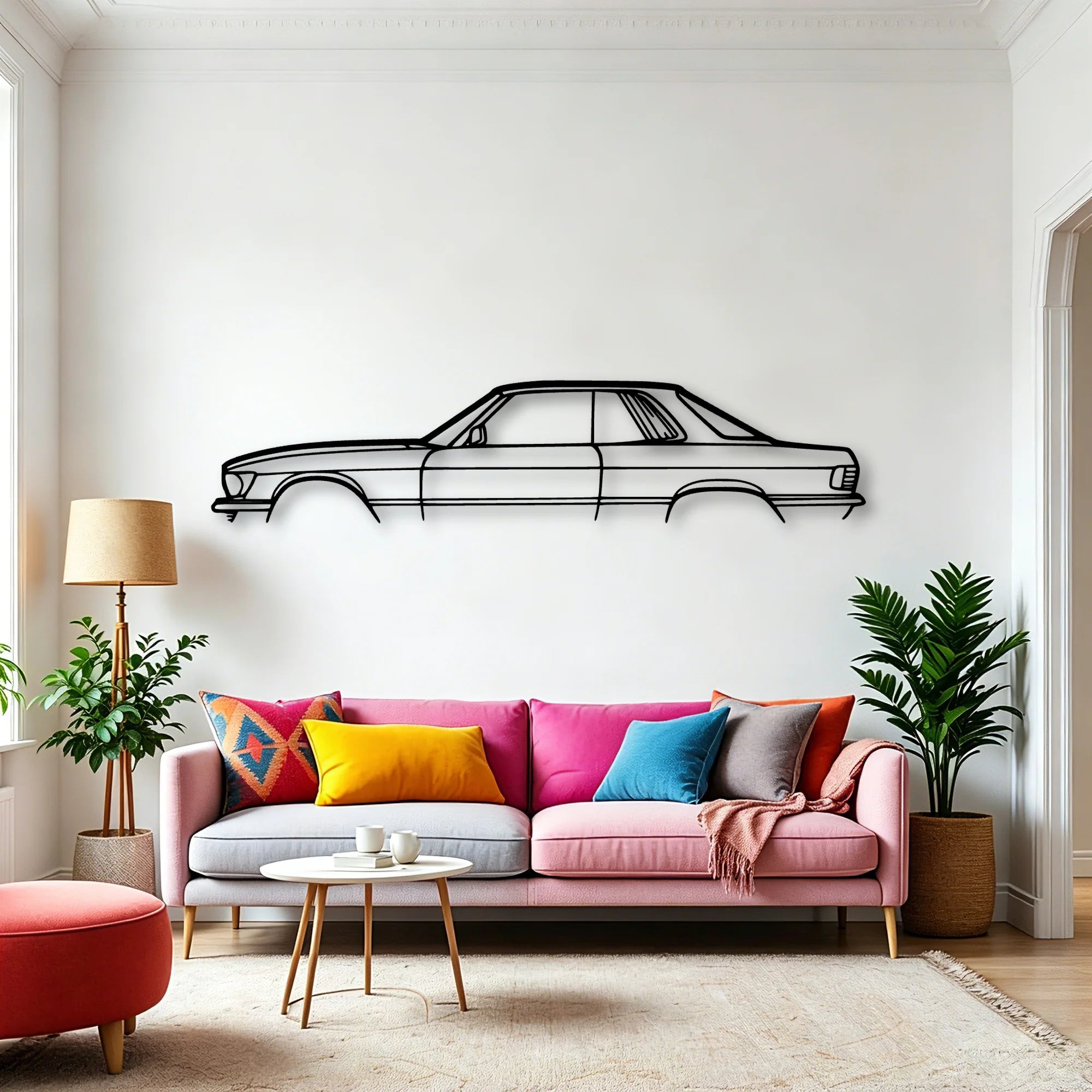 Mercedes 450 SLC Classic Silhouette Metal Wall Art - Automotive Garage Decor