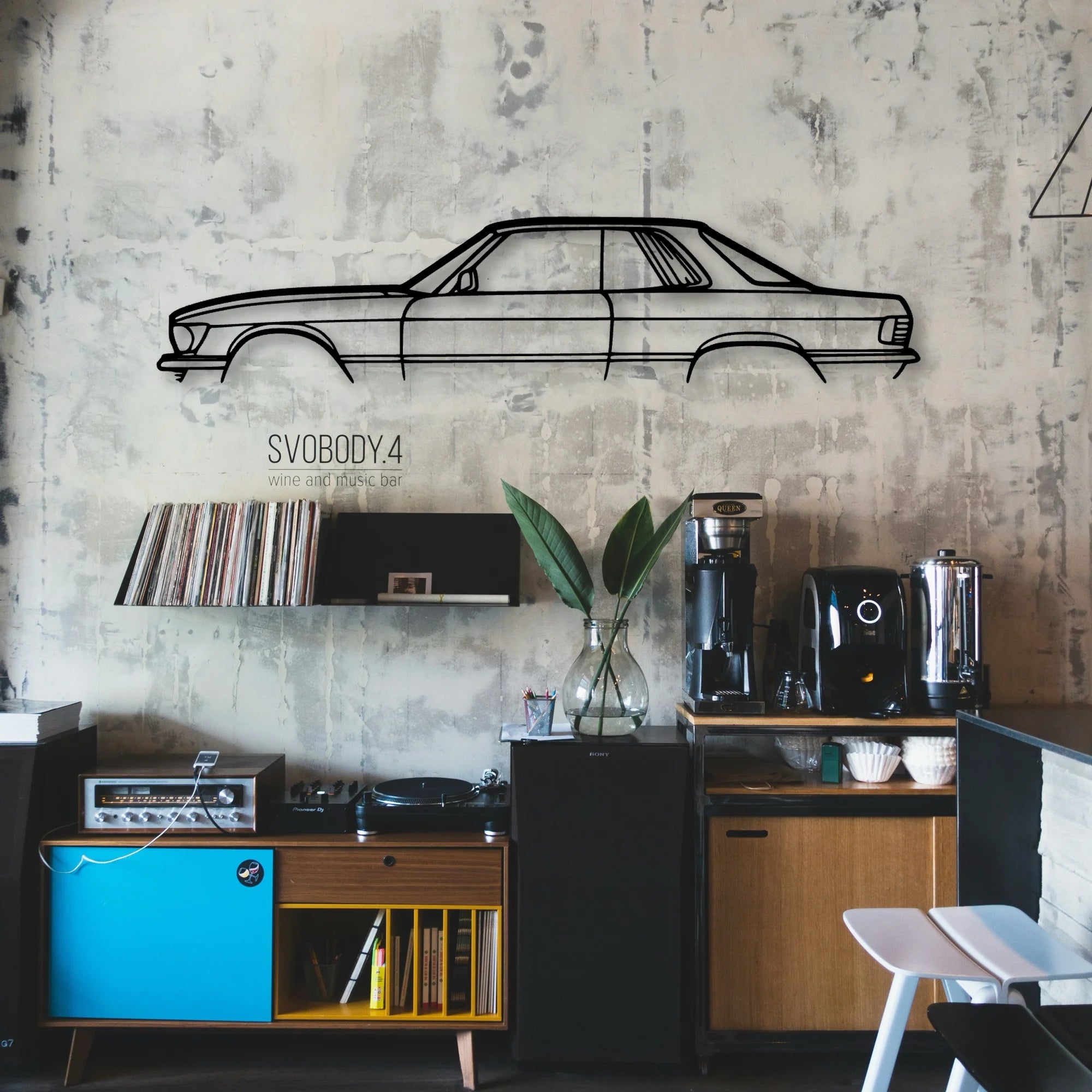 Mercedes 450 SLC Classic Silhouette Metal Wall Art - Automotive Garage Decor