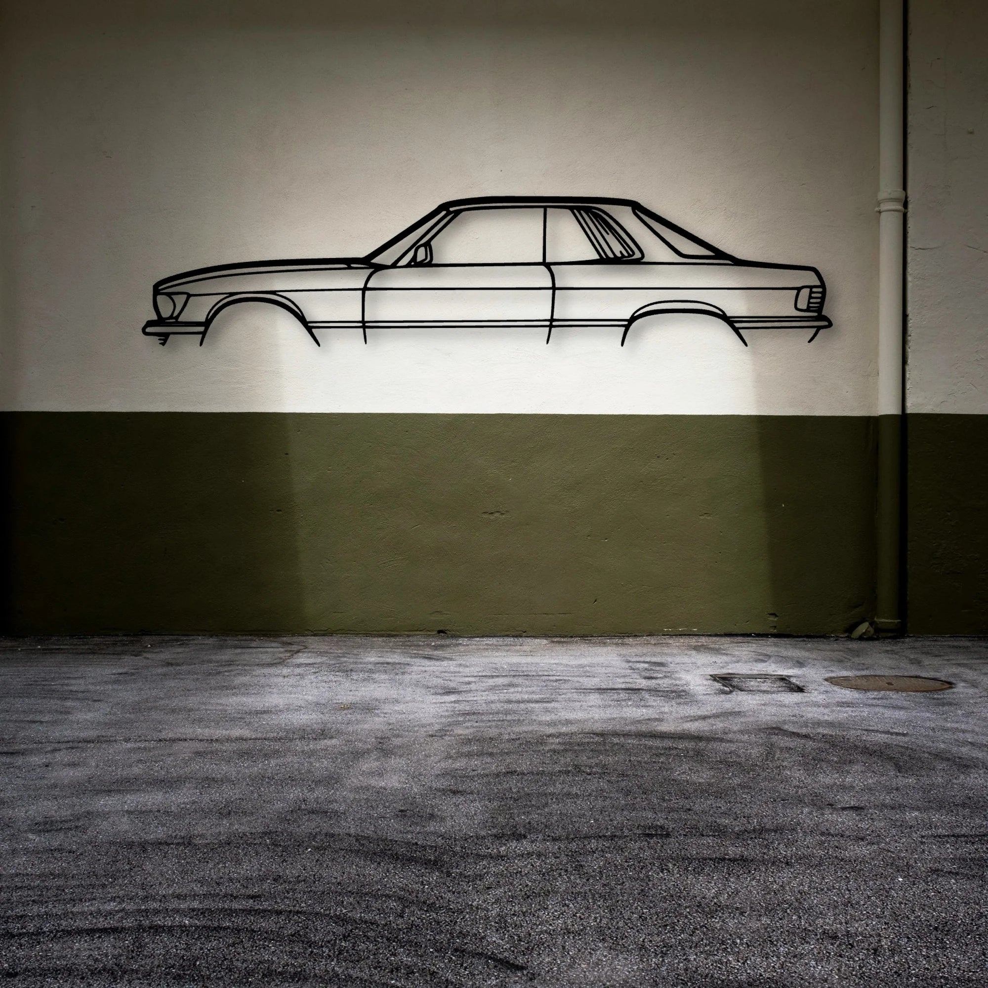 Mercedes 450 SLC Classic Silhouette Metal Wall Art - Automotive Garage Decor