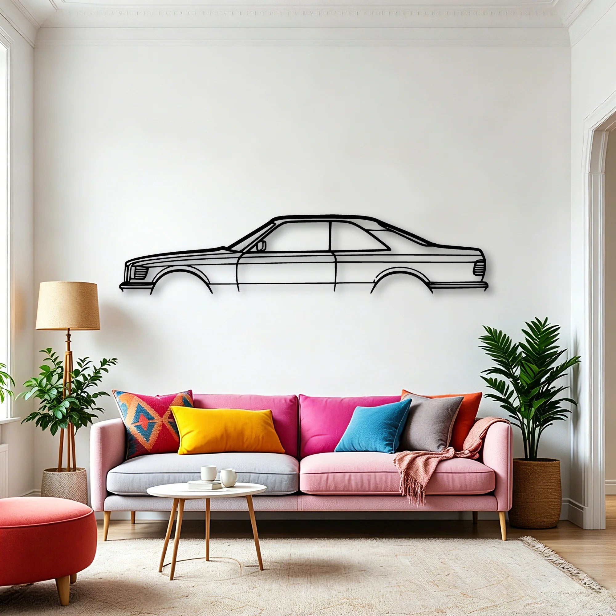 Mercedes 560 SEC 1991 Classic Silhouette Metal Wall Art - Automotive Garage Decor