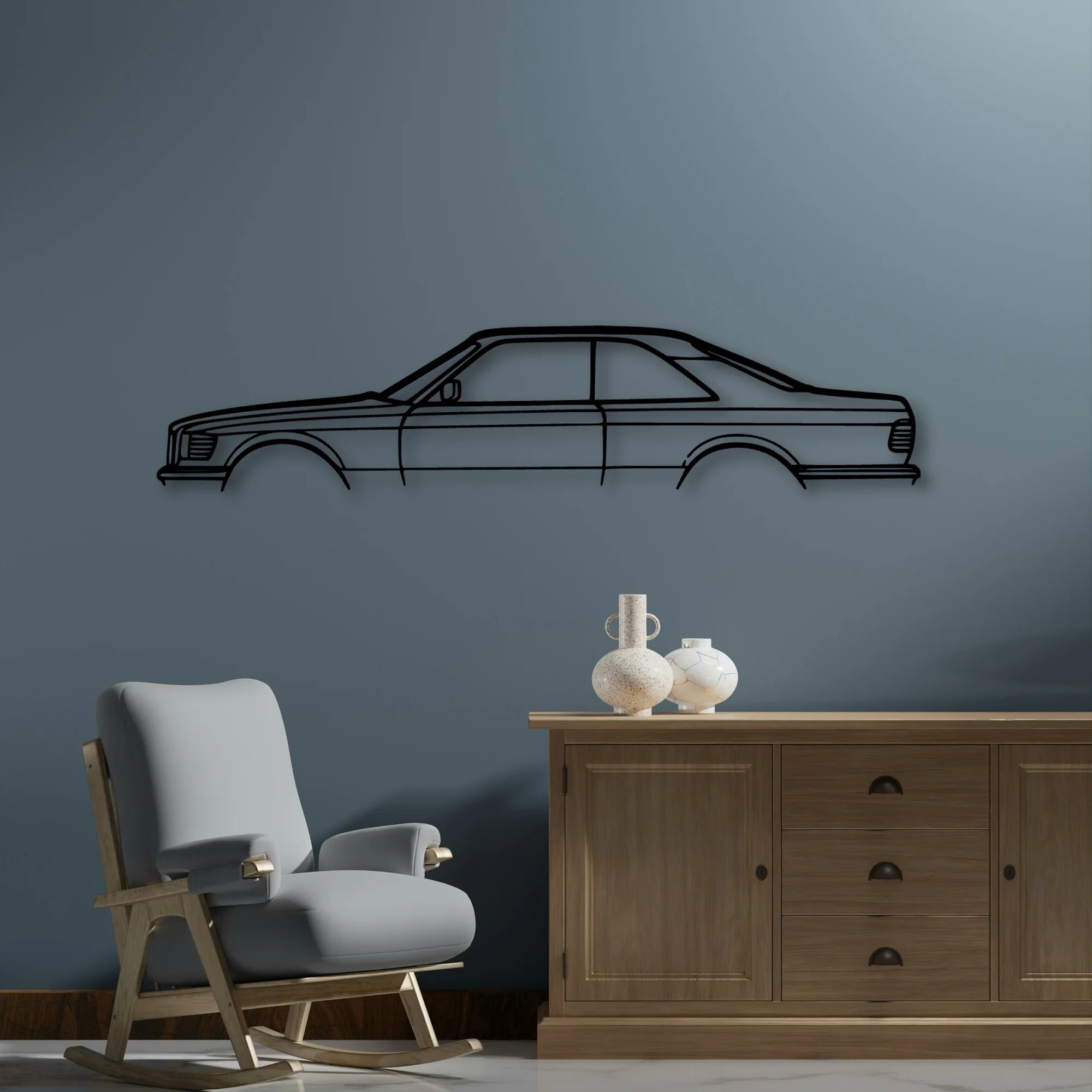 Mercedes 560 SEC 1991 Classic Silhouette Metal Wall Art - Automotive Garage Decor