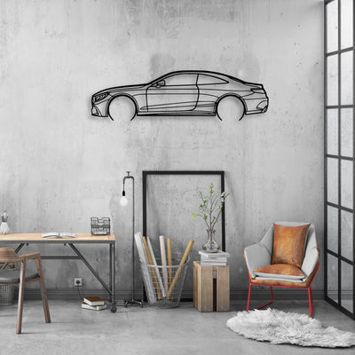 Mercedes s63 Coupe 2 Classic Silhouette Metal Wall Art - Automotive Garage Decor