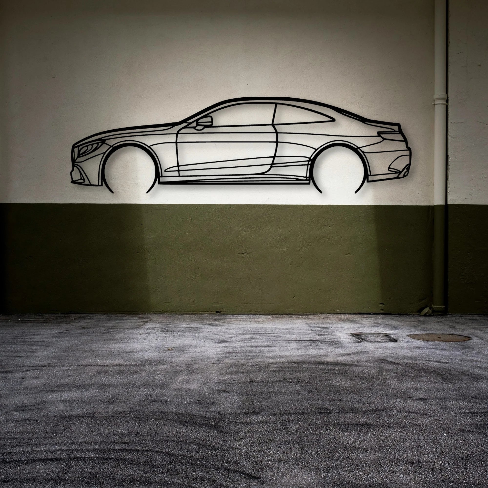 Mercedes S63 Coupe 2 Classic Silhouette Metal Wall Art - Automotive Garage Decor