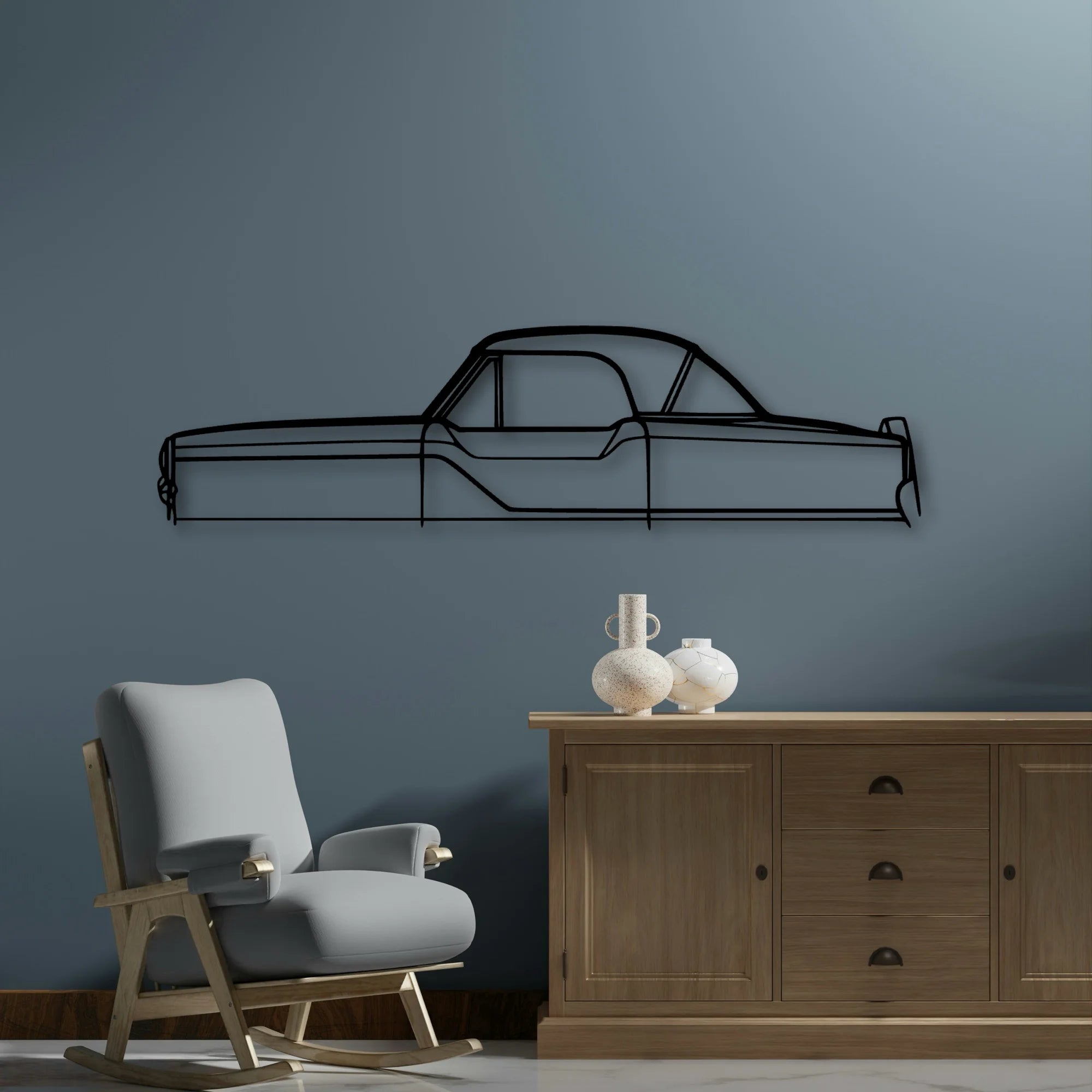 Metropolitan 1956 Classic Silhouette Metal Wall Art - Automotive Garage Decor