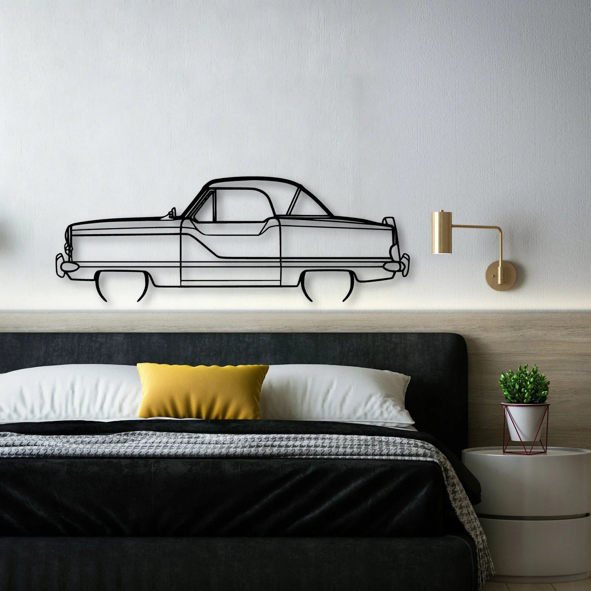 Metropolitan 1960 Classic Silhouette Metal Wall Art - Automotive Garage Decor