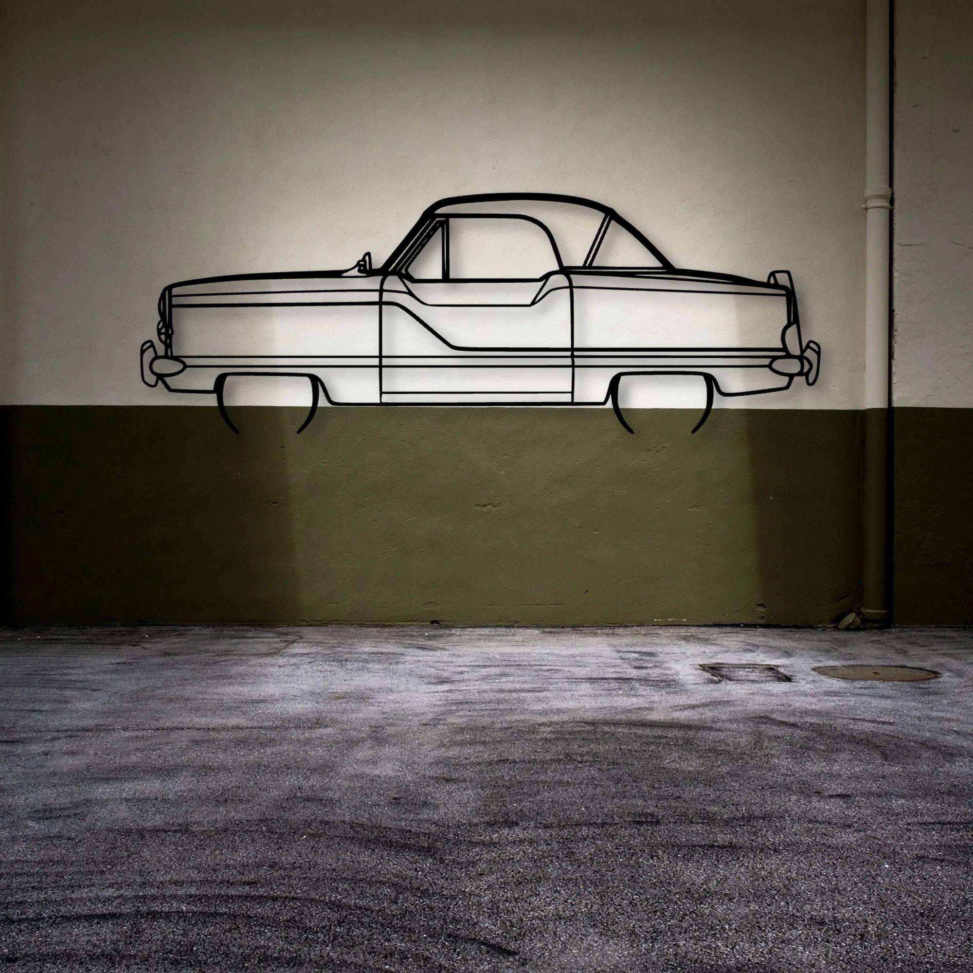 Metropolitan 1960 Classic Silhouette Metal Wall Art - Automotive Garage Decor