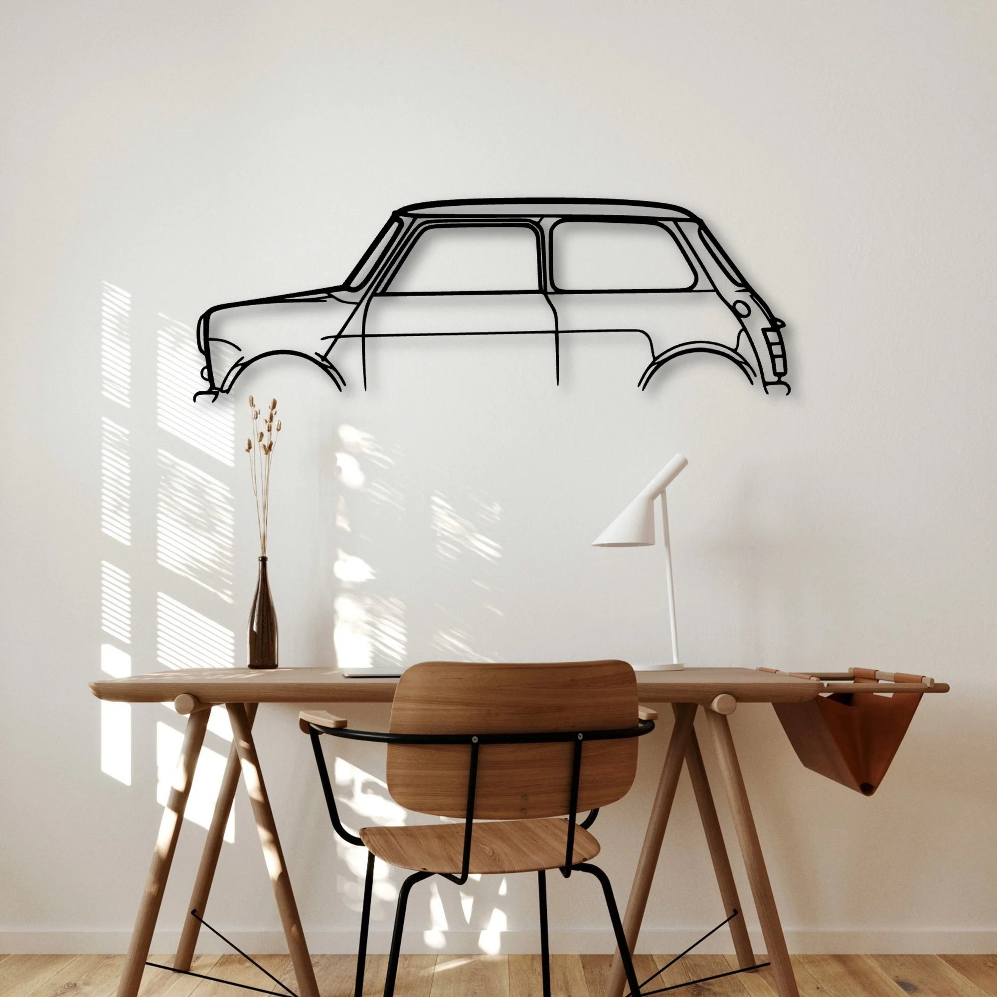 Mini Classic Silhouette Metal Wall Art - Automotive Garage Decor