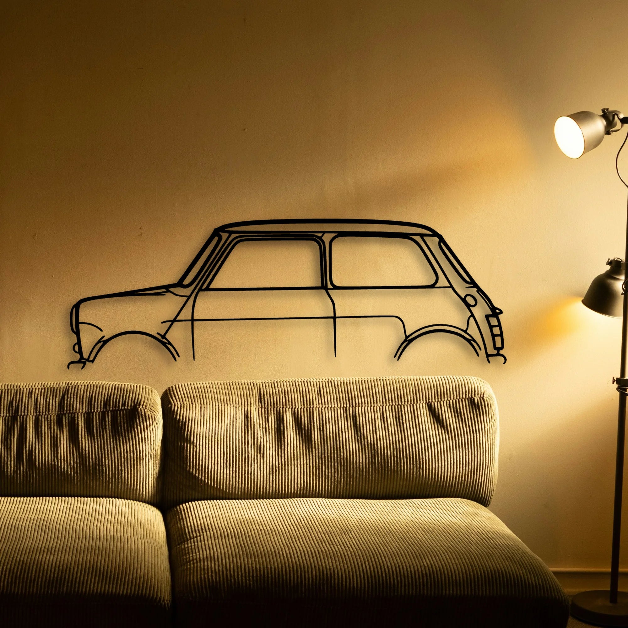 Mini Classic Silhouette Metal Wall Art - Automotive Garage Decor