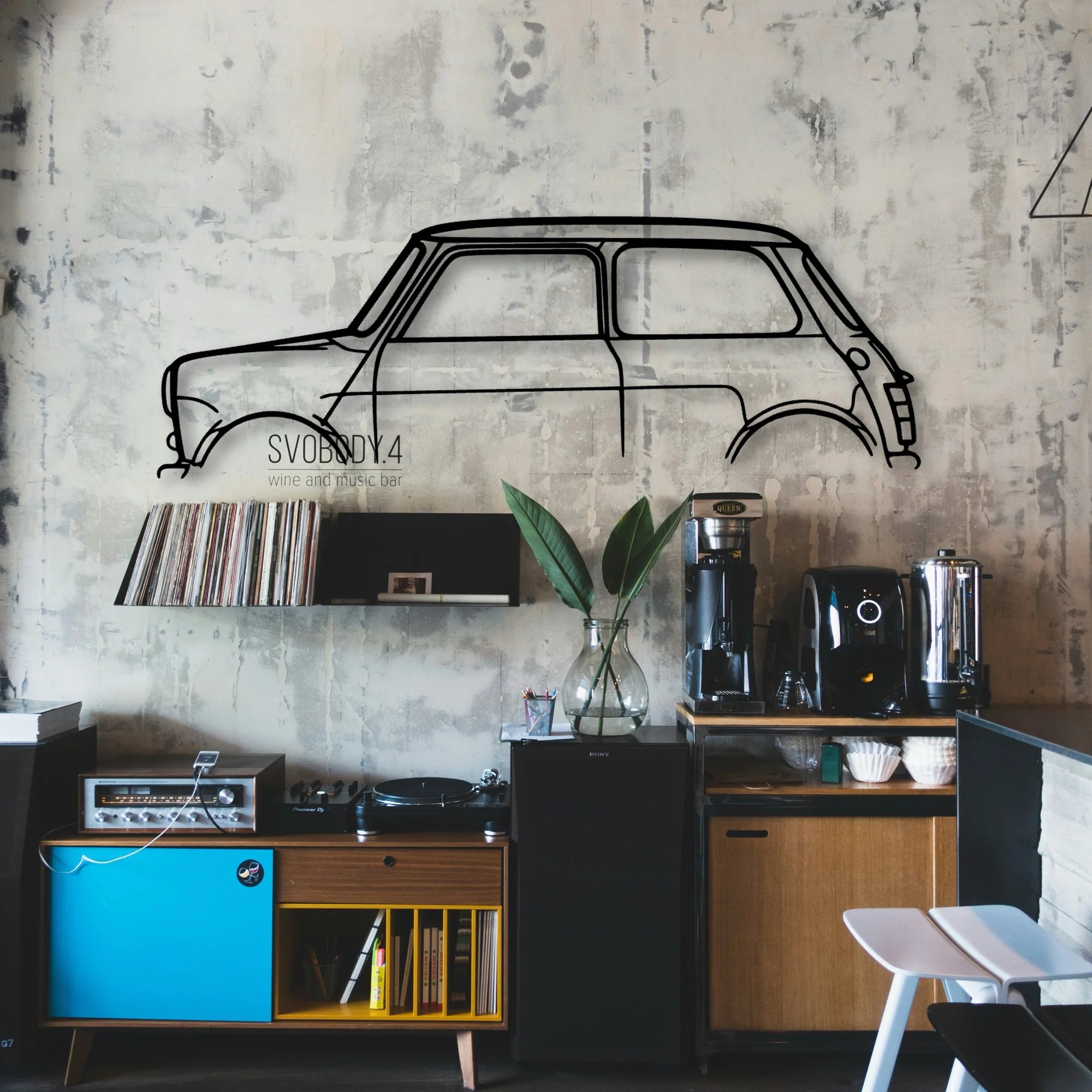 Mini Classic Silhouette Metal Wall Art - Automotive Garage Decor