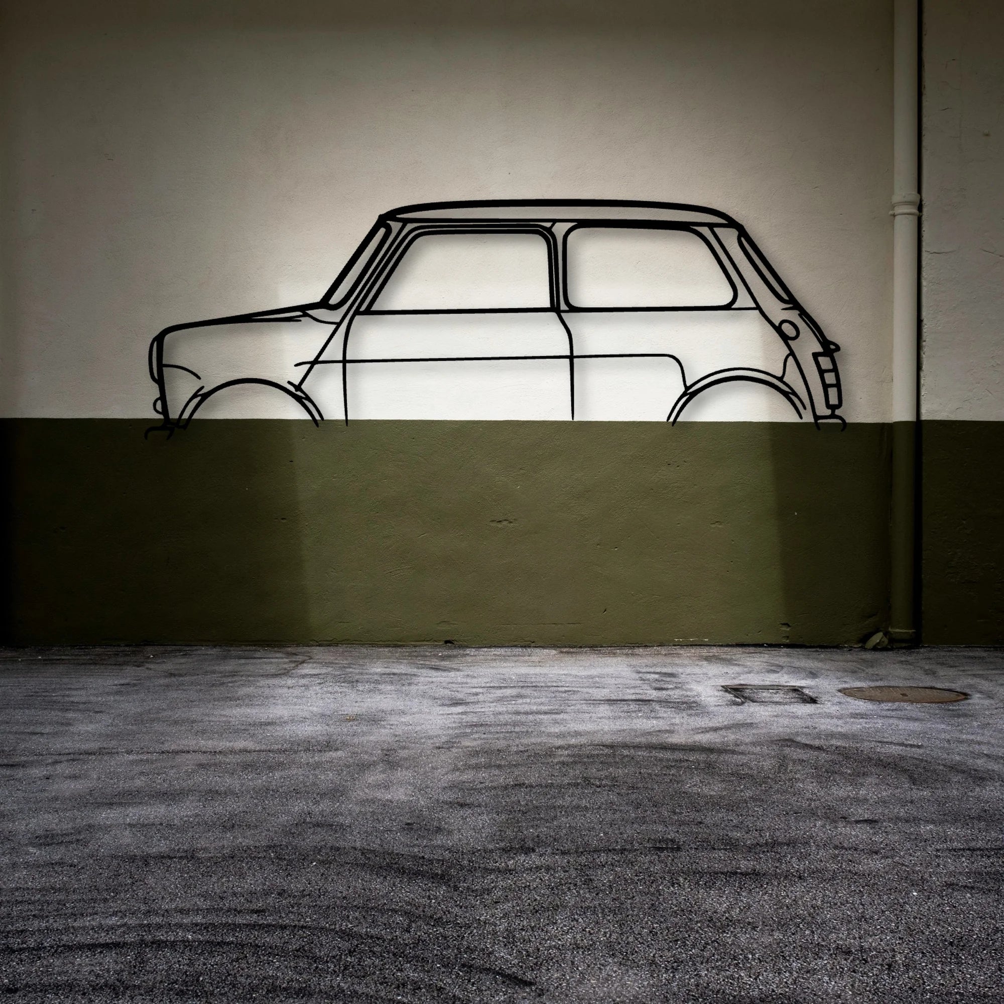 Mini Classic Silhouette Metal Wall Art - Automotive Garage Decor