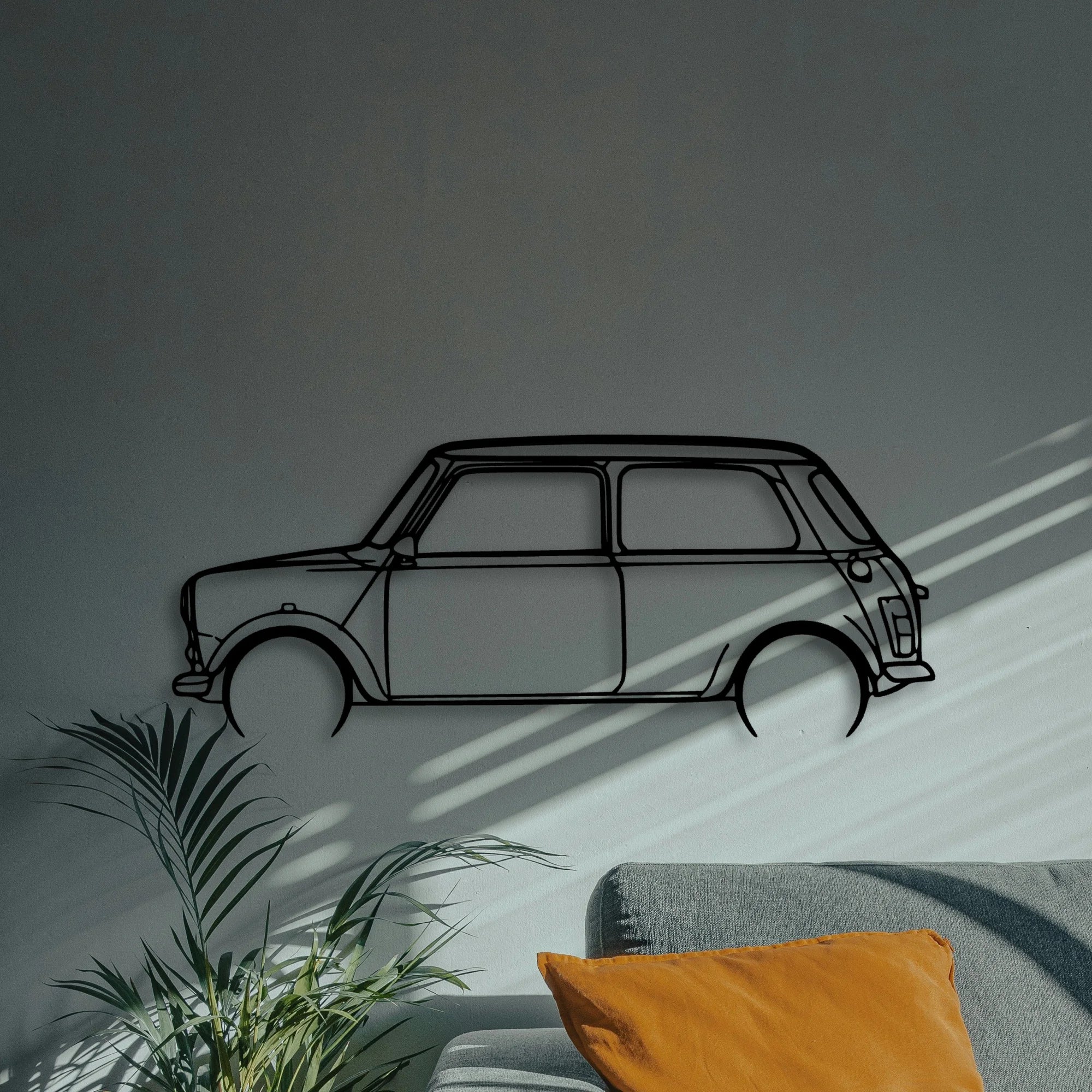 Mini 1995 Classic Silhouette Metal Wall Art - Automotive Garage Decor
