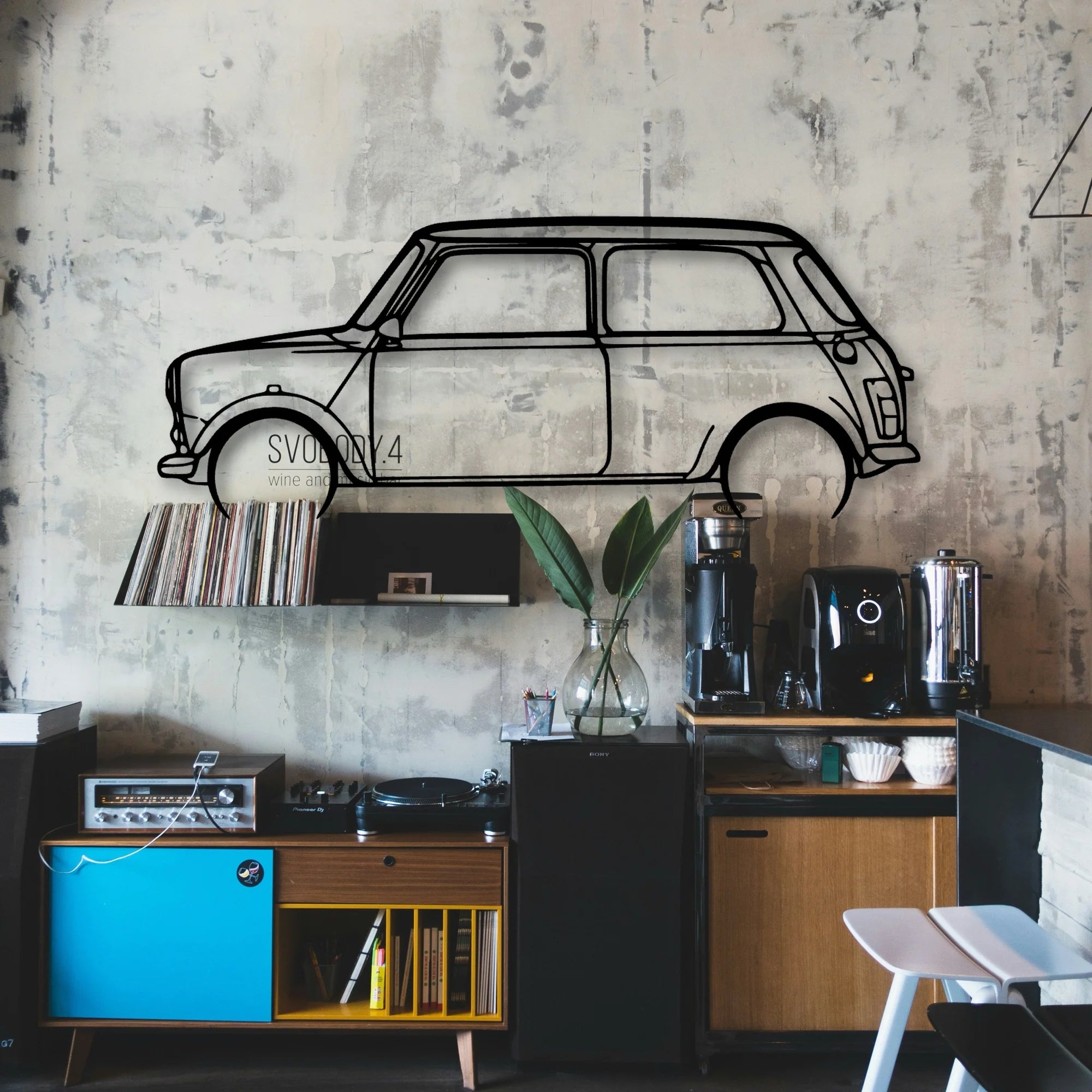 Mini 1995 Classic Silhouette Metal Wall Art - Automotive Garage Decor