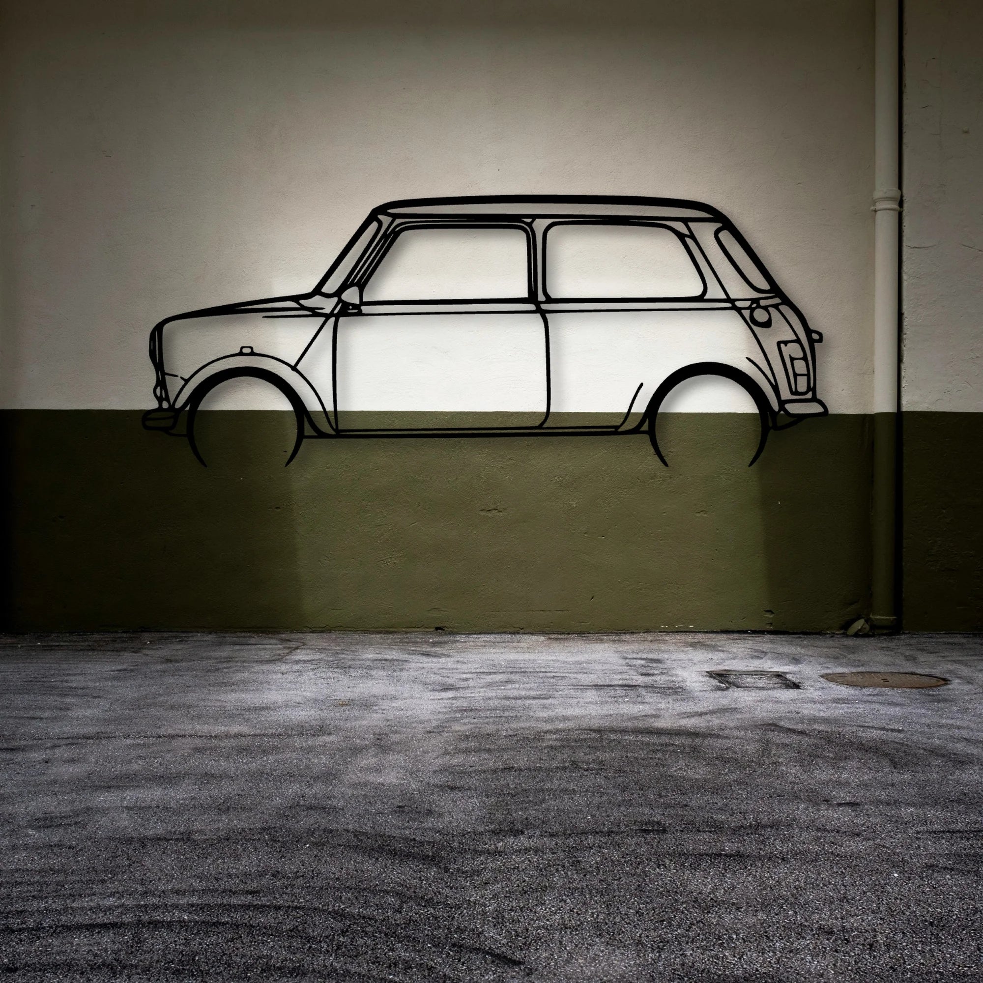 Mini 1995 Classic Silhouette Metal Wall Art - Automotive Garage Decor