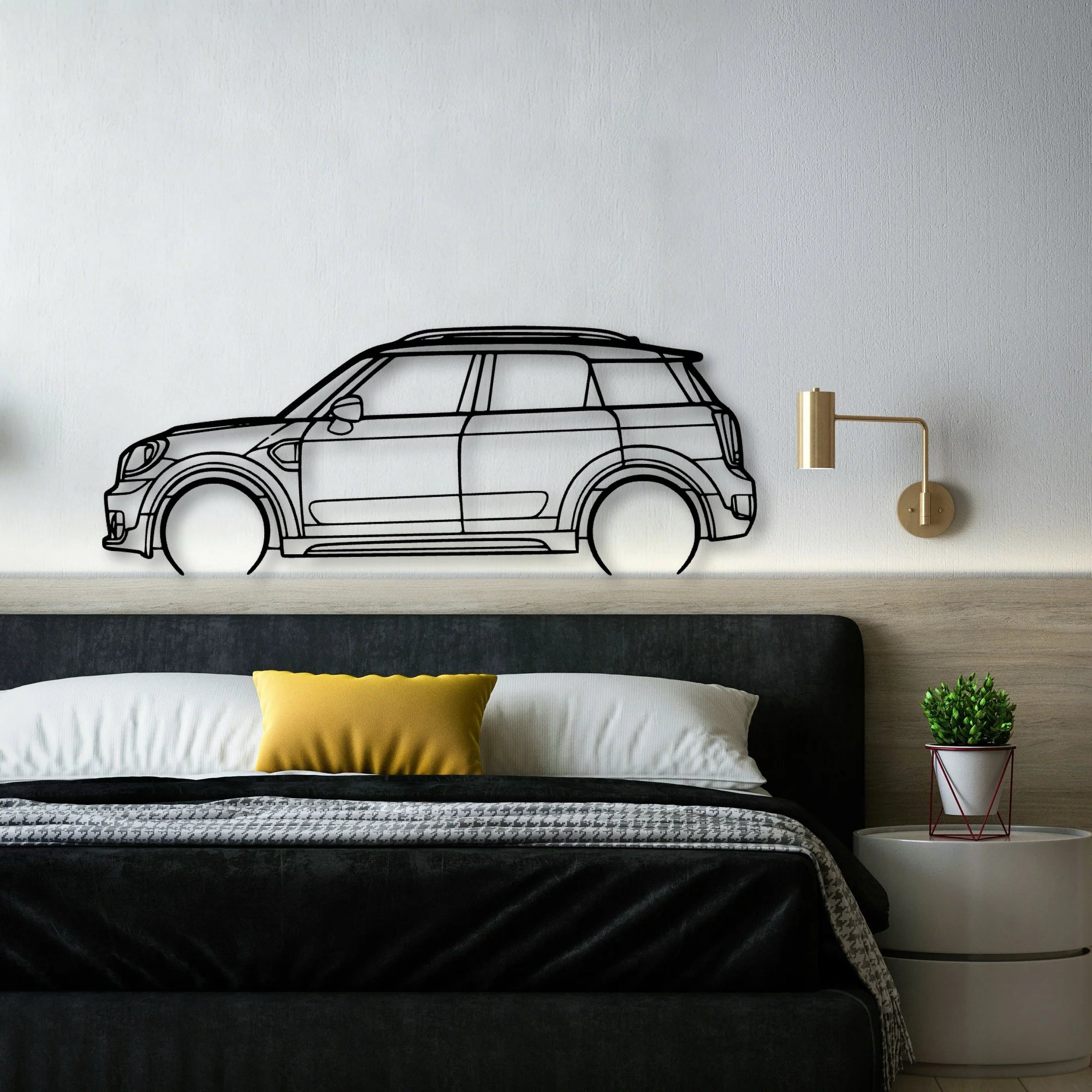 Mini Countryman 2018 Classic Silhouette Metal Wall Art - Automotive Garage Decor