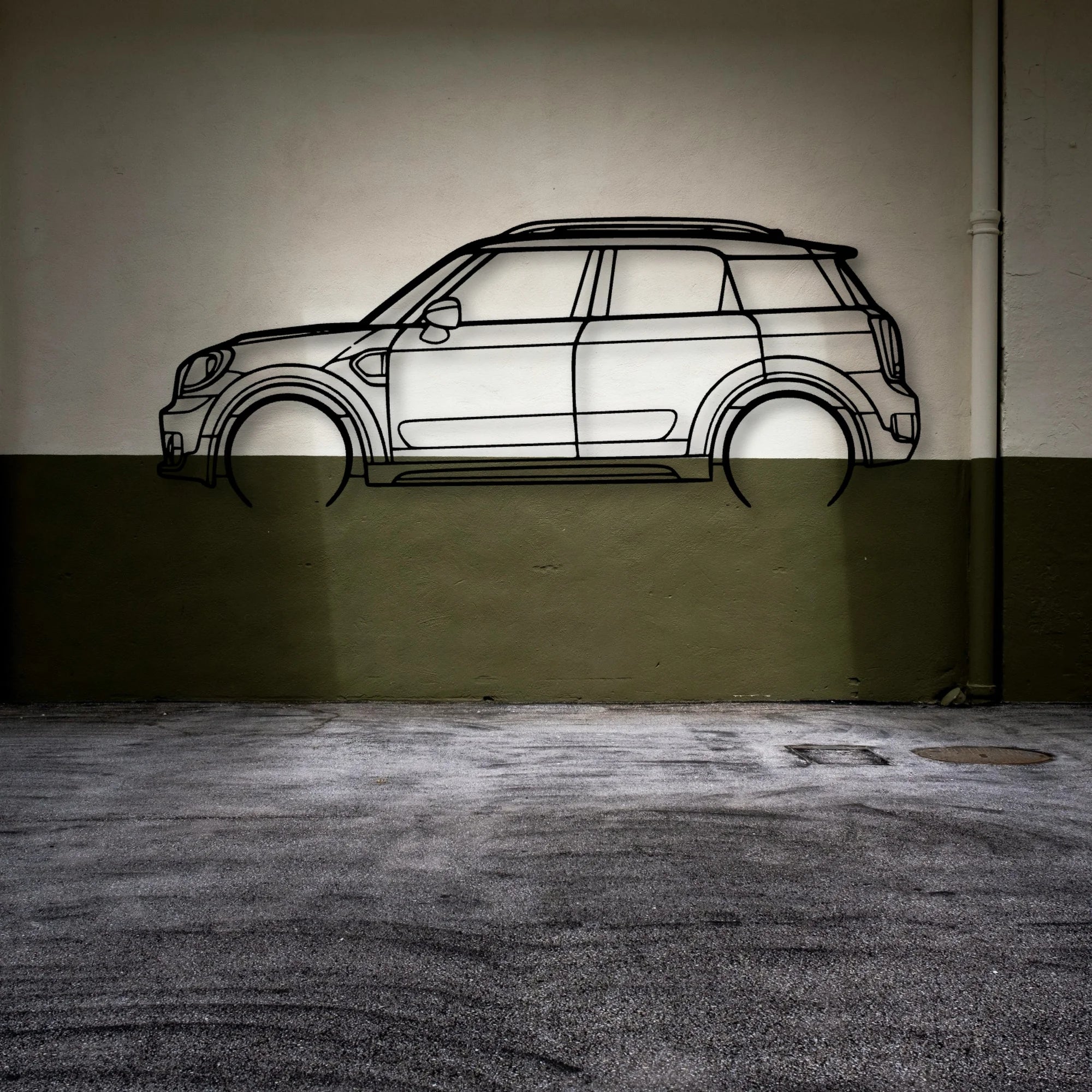Mini Countryman 2018 Classic Silhouette Metal Wall Art - Automotive Garage Decor