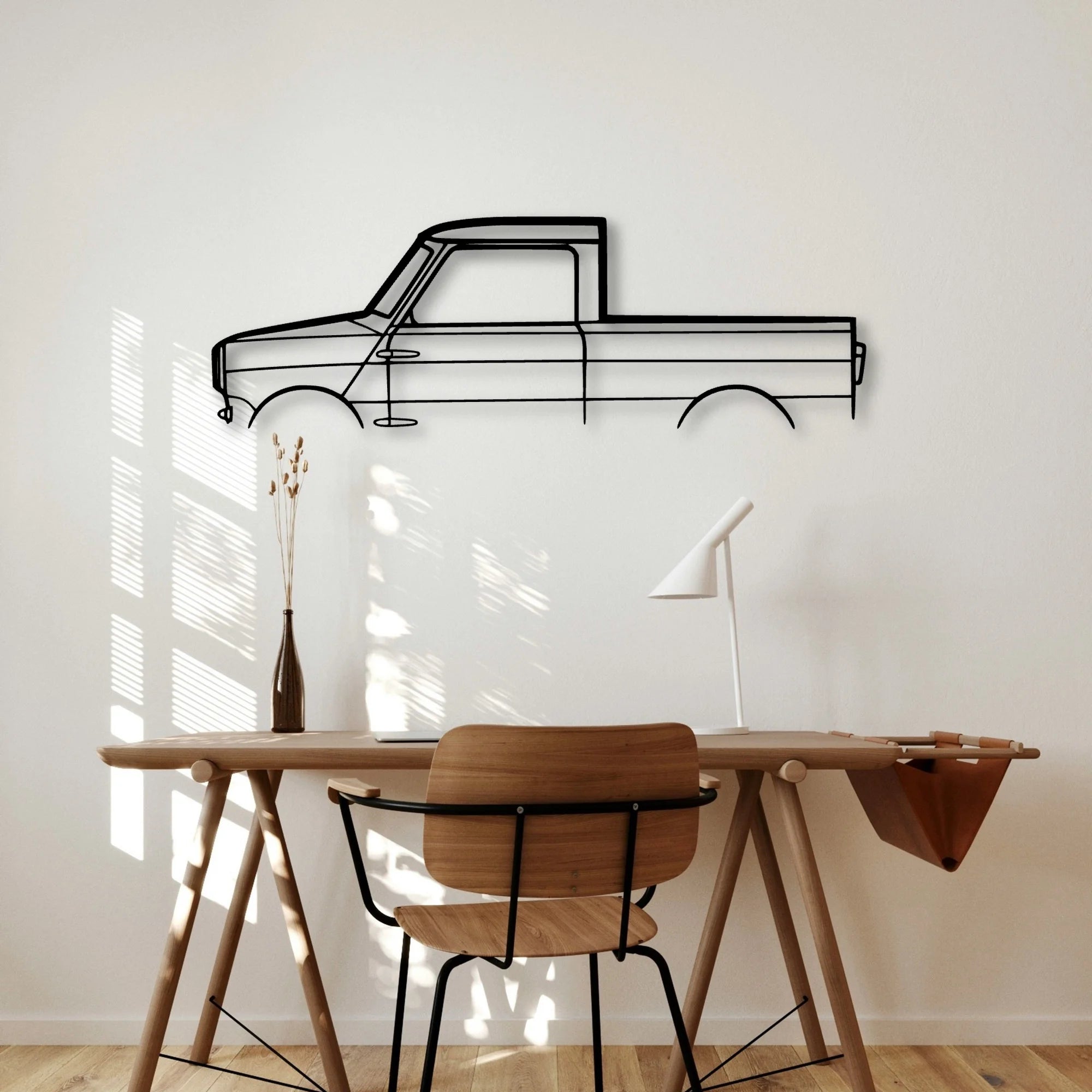 Mini Pickup Classic Silhouette Metal Wall Art - Automotive Garage Decor