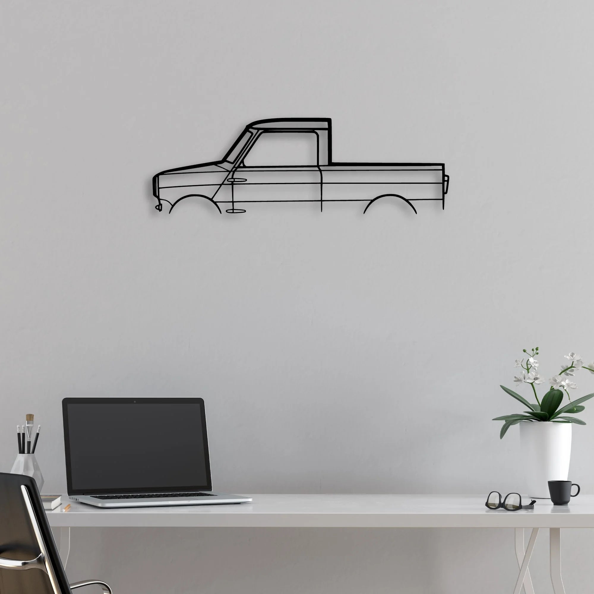 Mini Pickup Classic Silhouette Metal Wall Art - Automotive Garage Decor