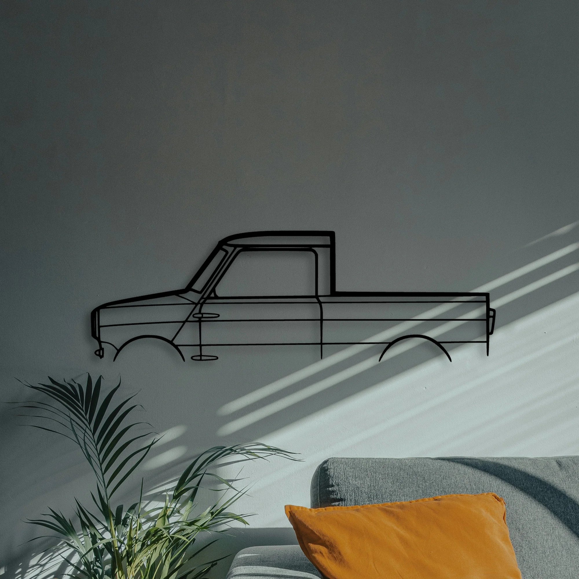 Mini Pickup Classic Silhouette Metal Wall Art - Automotive Garage Decor