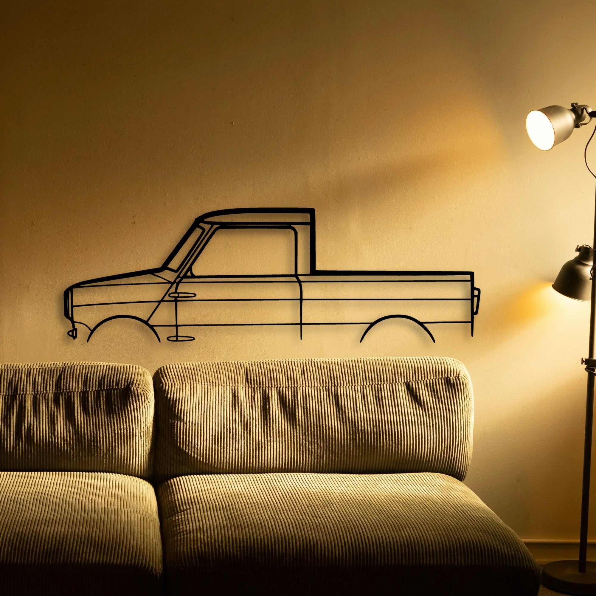 Mini Pickup Classic Silhouette Metal Wall Art - Automotive Garage Decor
