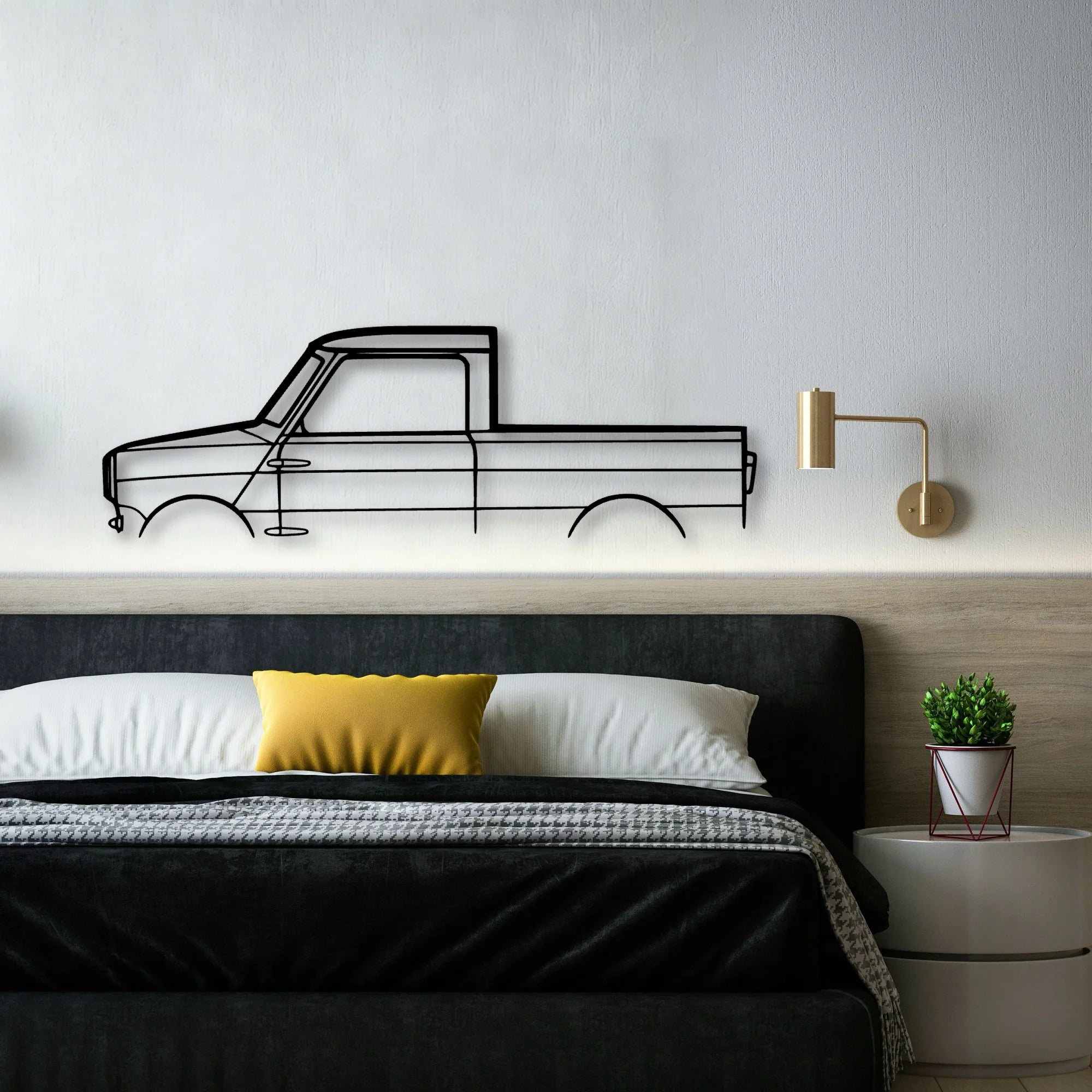 Mini Pickup Classic Silhouette Metal Wall Art - Automotive Garage Decor