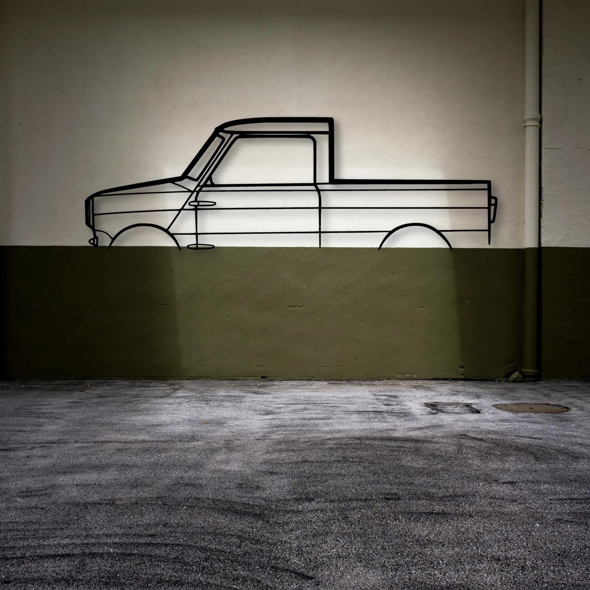 Mini Pickup Classic Silhouette Metal Wall Art - Automotive Garage Decor