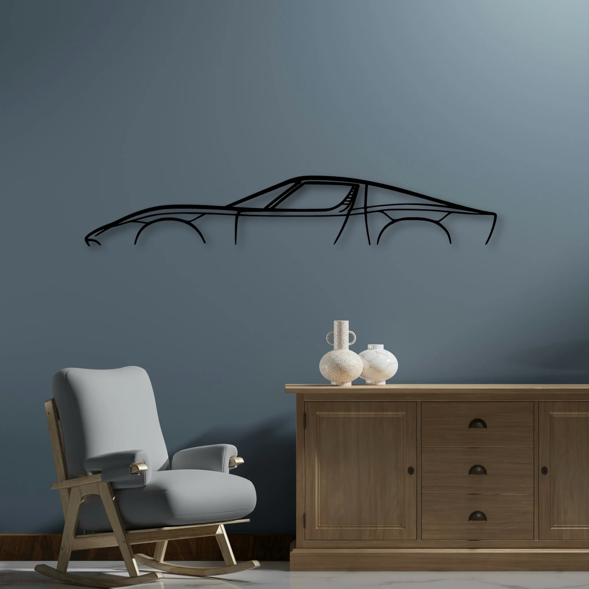 Miura Classic Silhouette Metal Wall Art - Automotive Garage Decor