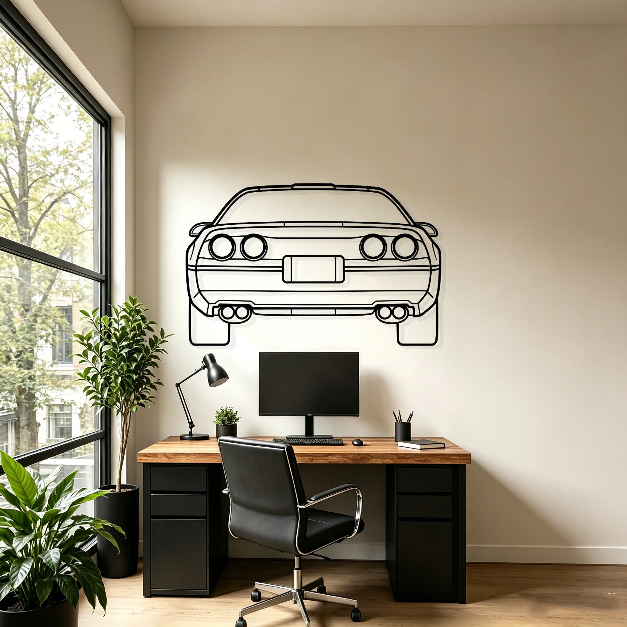 1990 C4 Back Silhouette Metal Wall Art - Classic Car Garage Decor