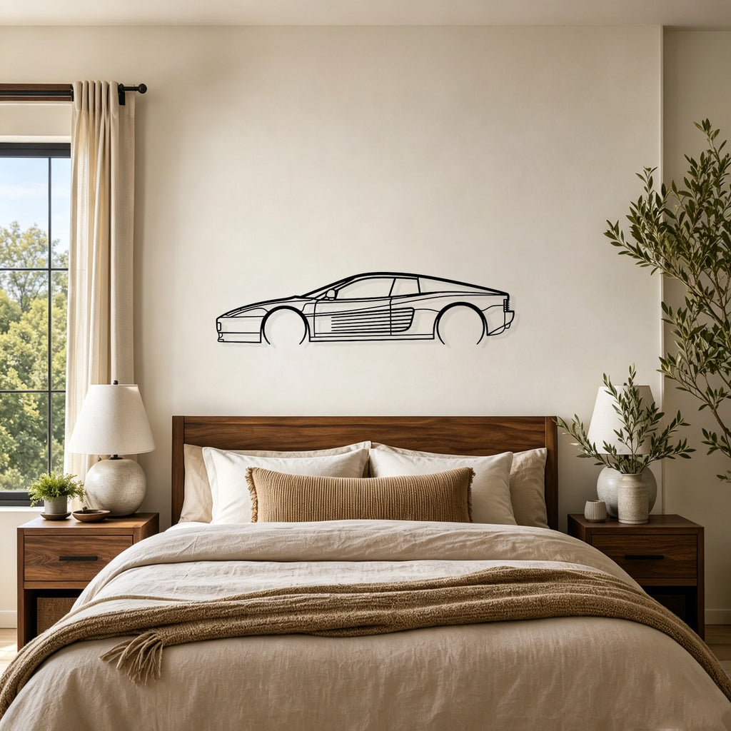Testarossa Detailed Silhouette Metal Wall Art - Classic Car Garage Decor