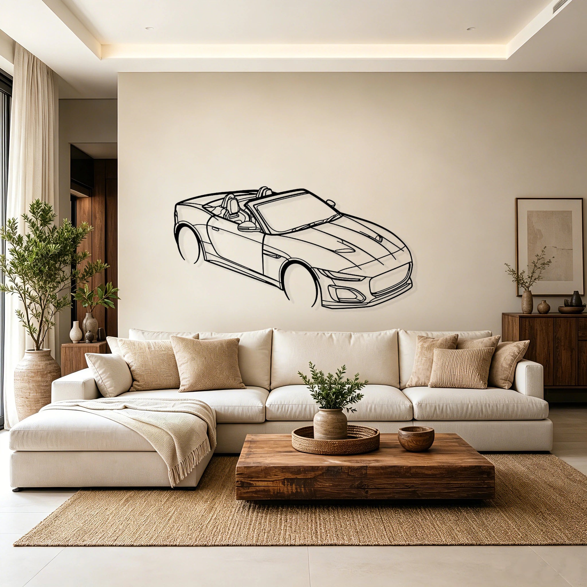 F-Type Top Angled View Metal Wall Art - Classic Car Garage Decor
