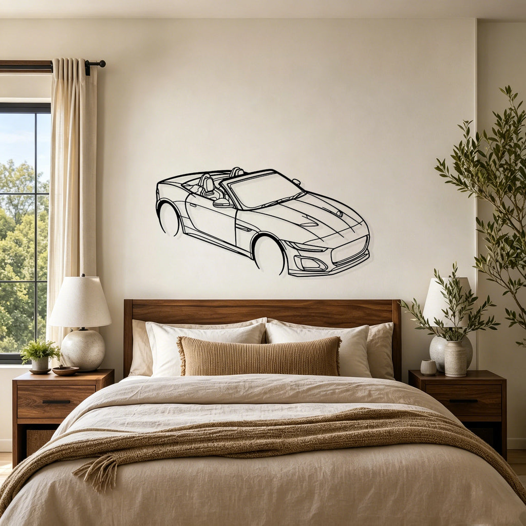 F-Type Top Angled View Metal Wall Art - Classic Car Garage Decor