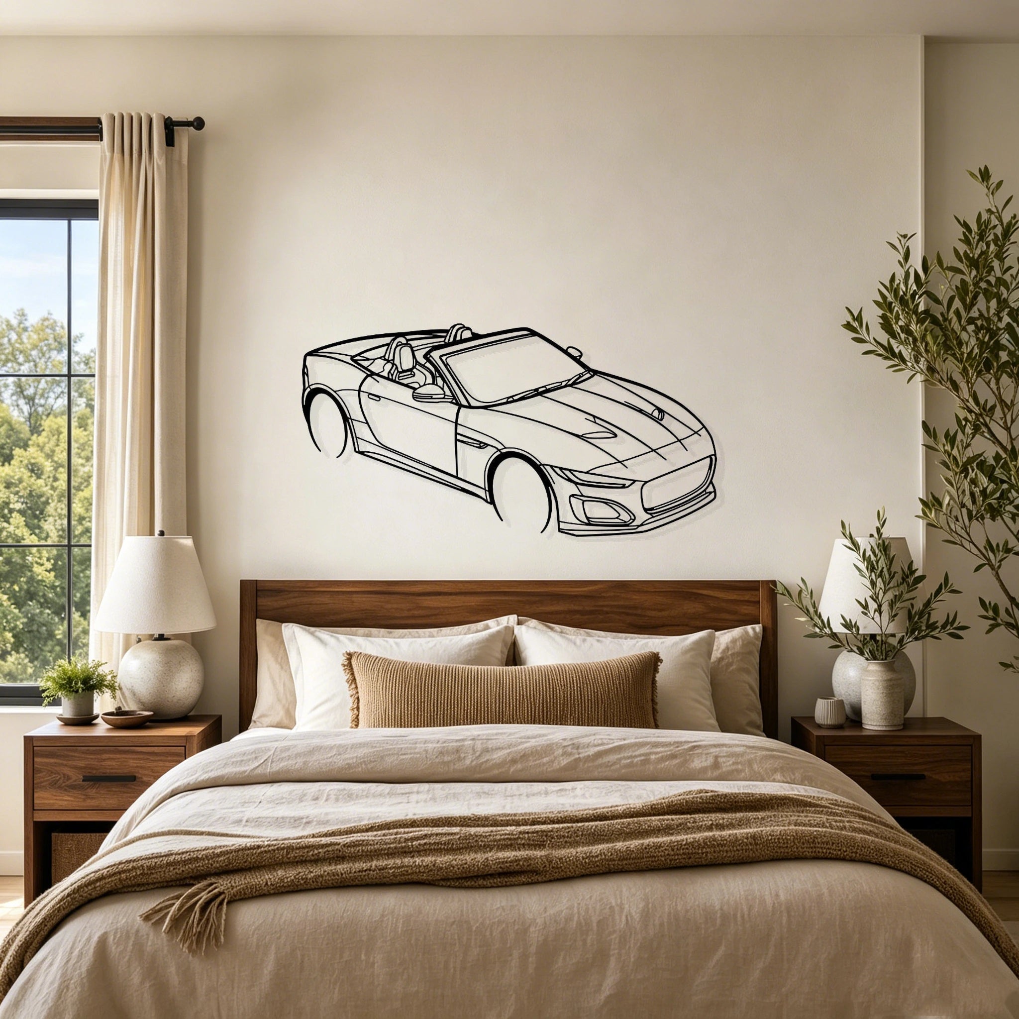 F-Type Top Angled View Metal Wall Art - Classic Car Garage Decor