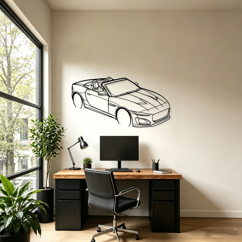 F-Type Top Angled View Metal Wall Art - Classic Car Garage Decor