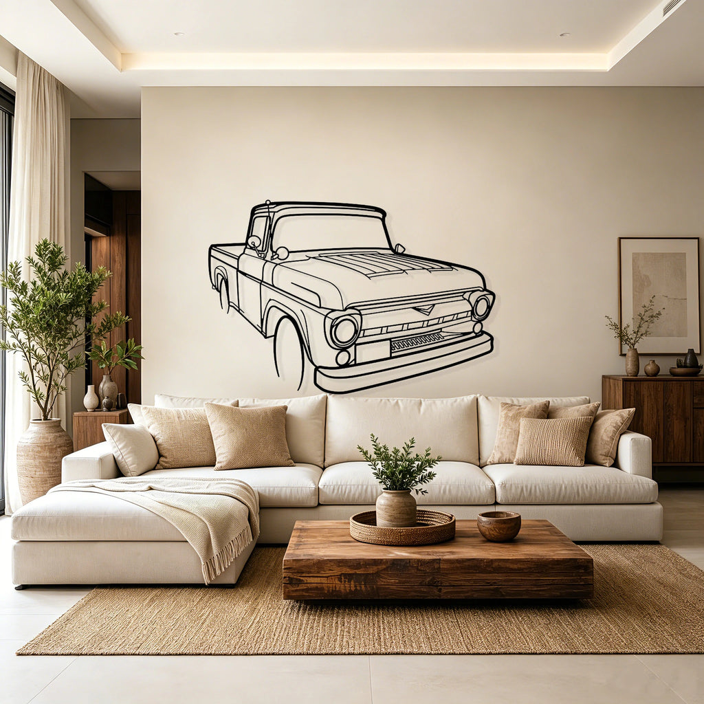 1955 F100 Angled View Metal Wall Art - Classic Car Garage Decor