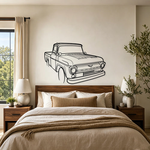 1955 F100 Angled View Metal Wall Art - Classic Car Garage Decor
