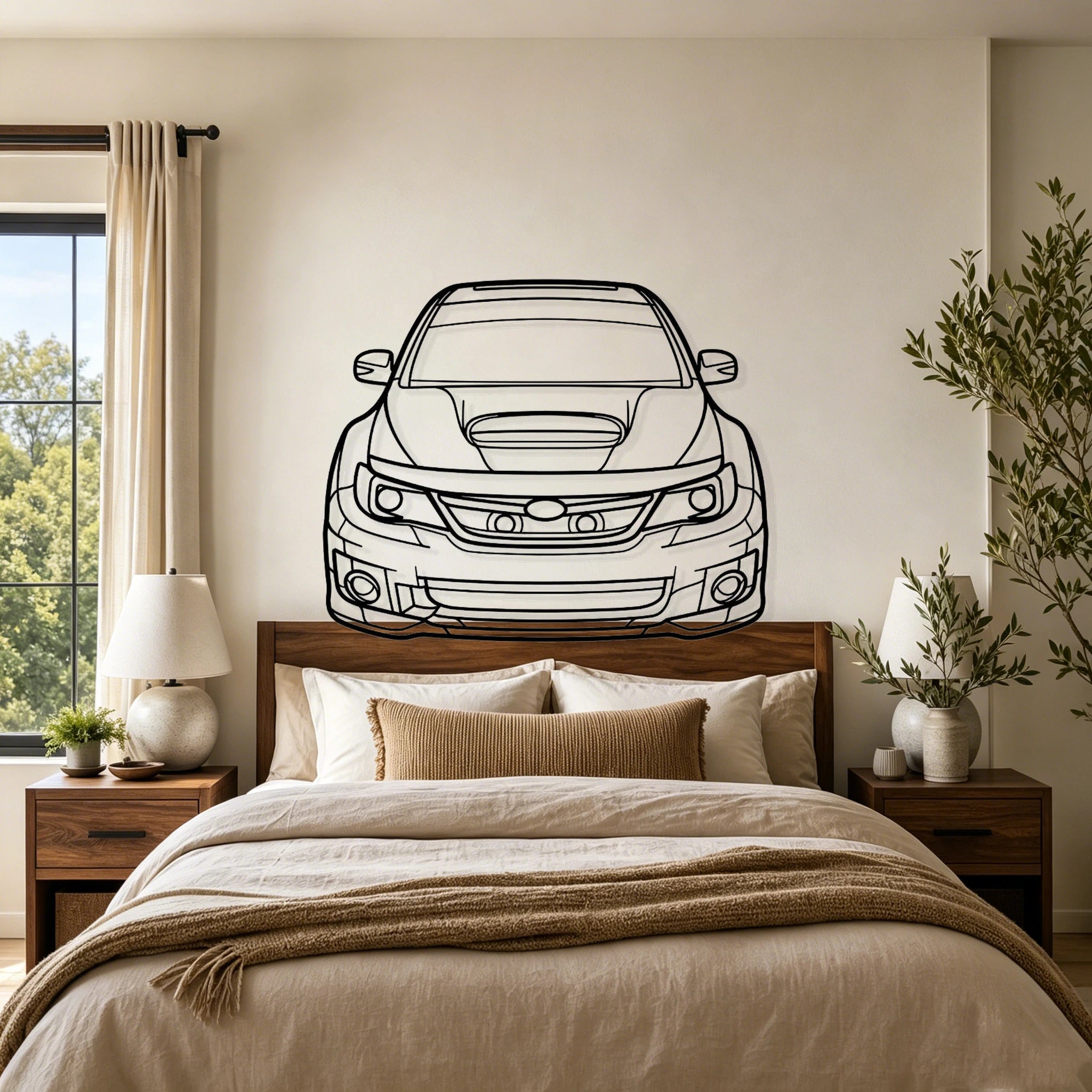 2012 WRX STI Front View Metal Wall Art - Classic Car Garage Decor