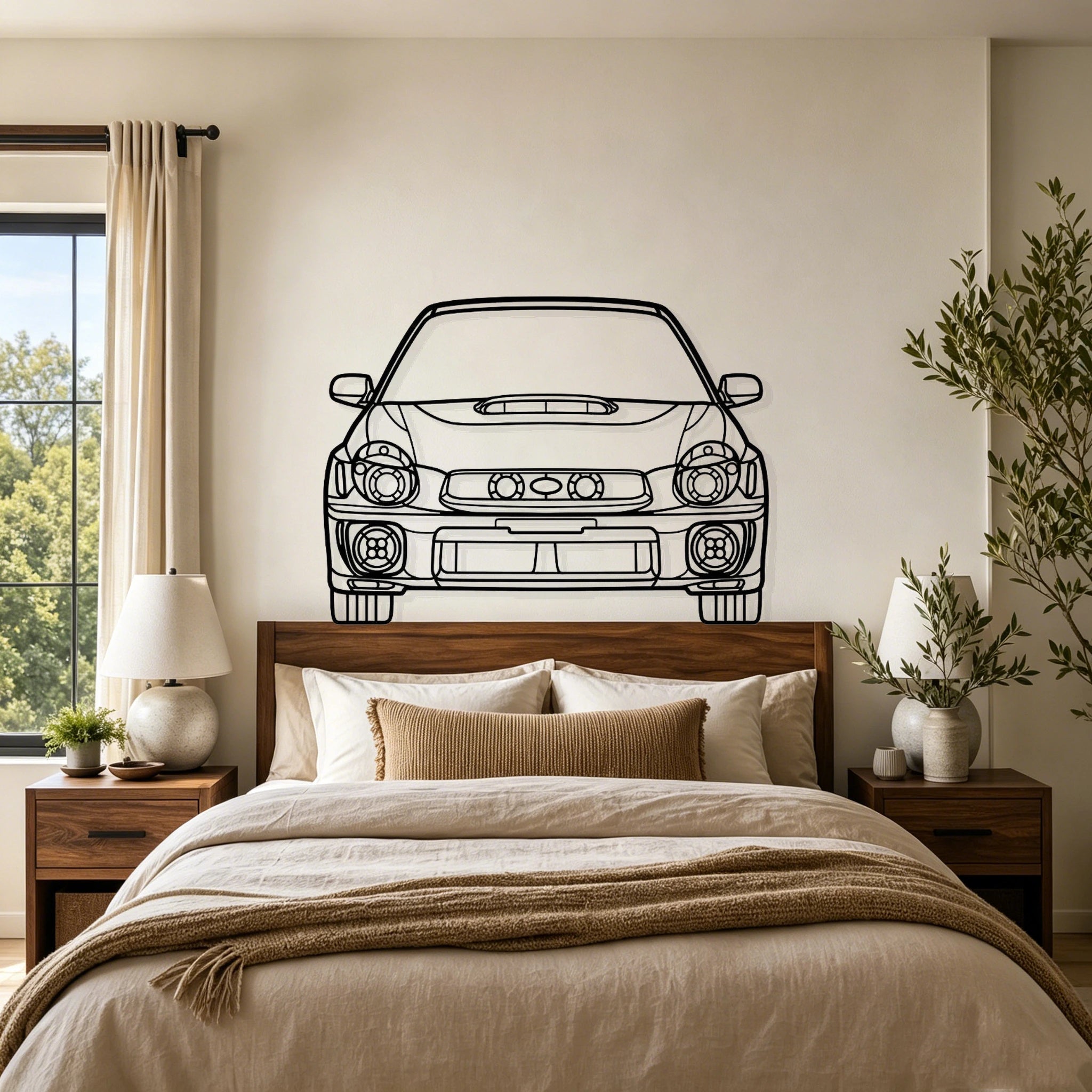 2002 WRX Front View Metal Wall Art - Classic Car Garage Decor