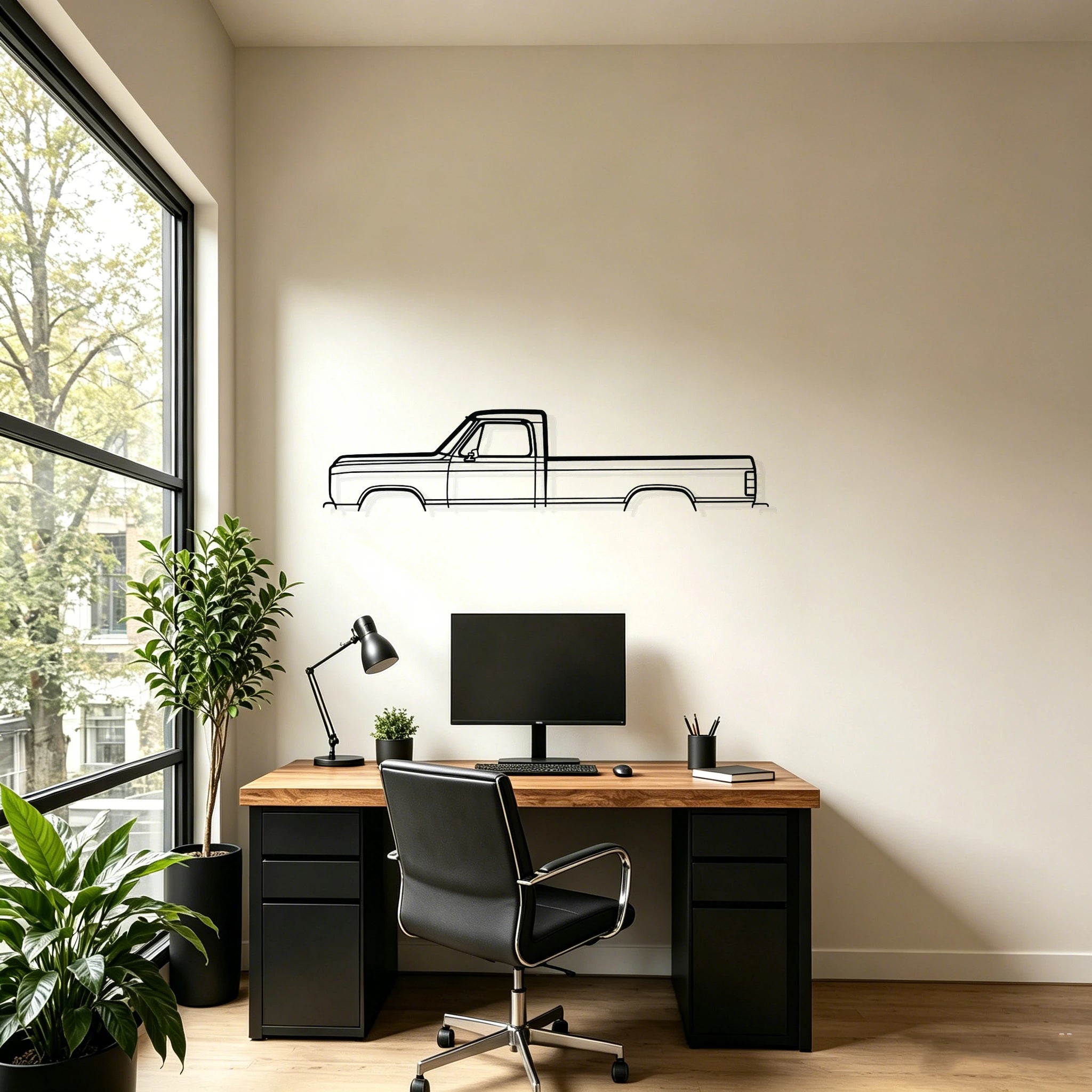 1988 D100 Classic Silhouette Metal Wall Art - Classic Car Garage Decor