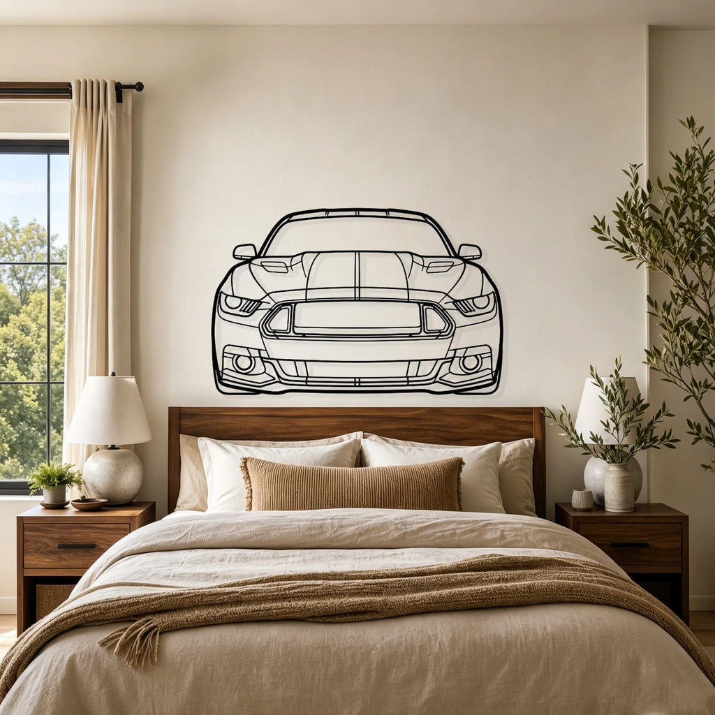 2016 Mustang GT Front View Metal Wall Art - Classic Car Garage Decor