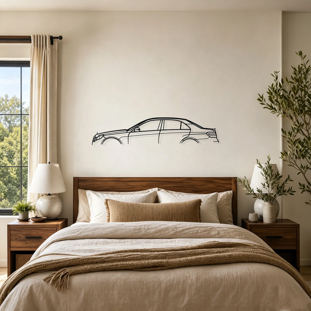 E550 W212 Classic Silhouette Metal Wall Art - Classic Car Garage Decor