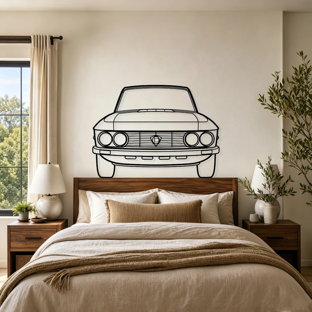 1973 Fulvia Front View Metal Wall Art - Classic Car Garage Decor