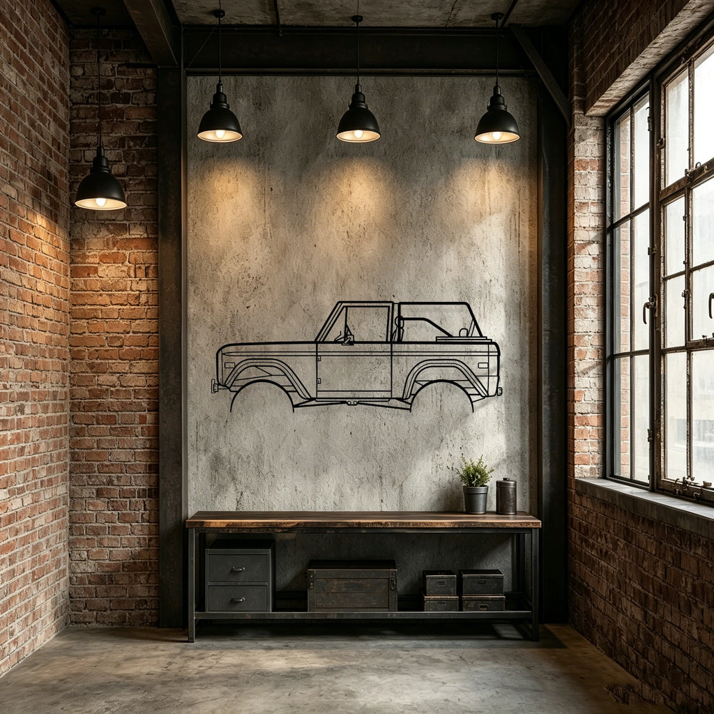 1971 Bronco Detailed Silhouette Metal Wall Art - Classic Car Garage Decor
