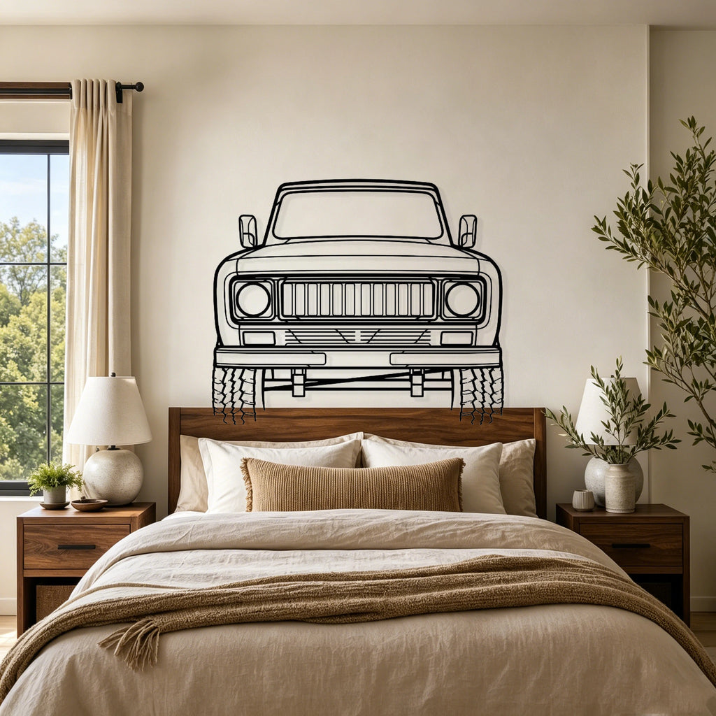 1975 Scout II Front View Metal Wall Art - Classic Car Garage Decor